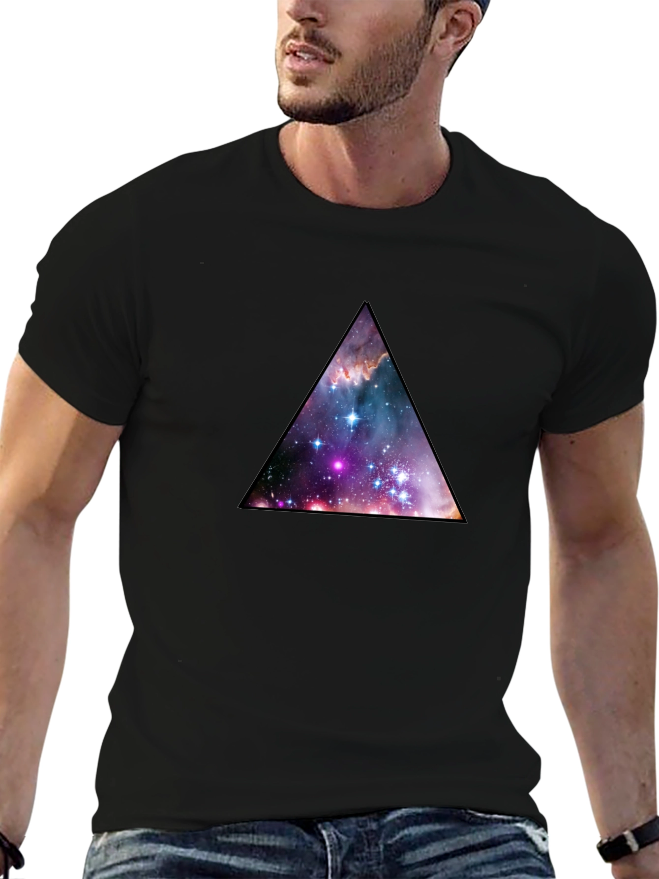 Galaxy Triangle Graphic Black T-Shirt