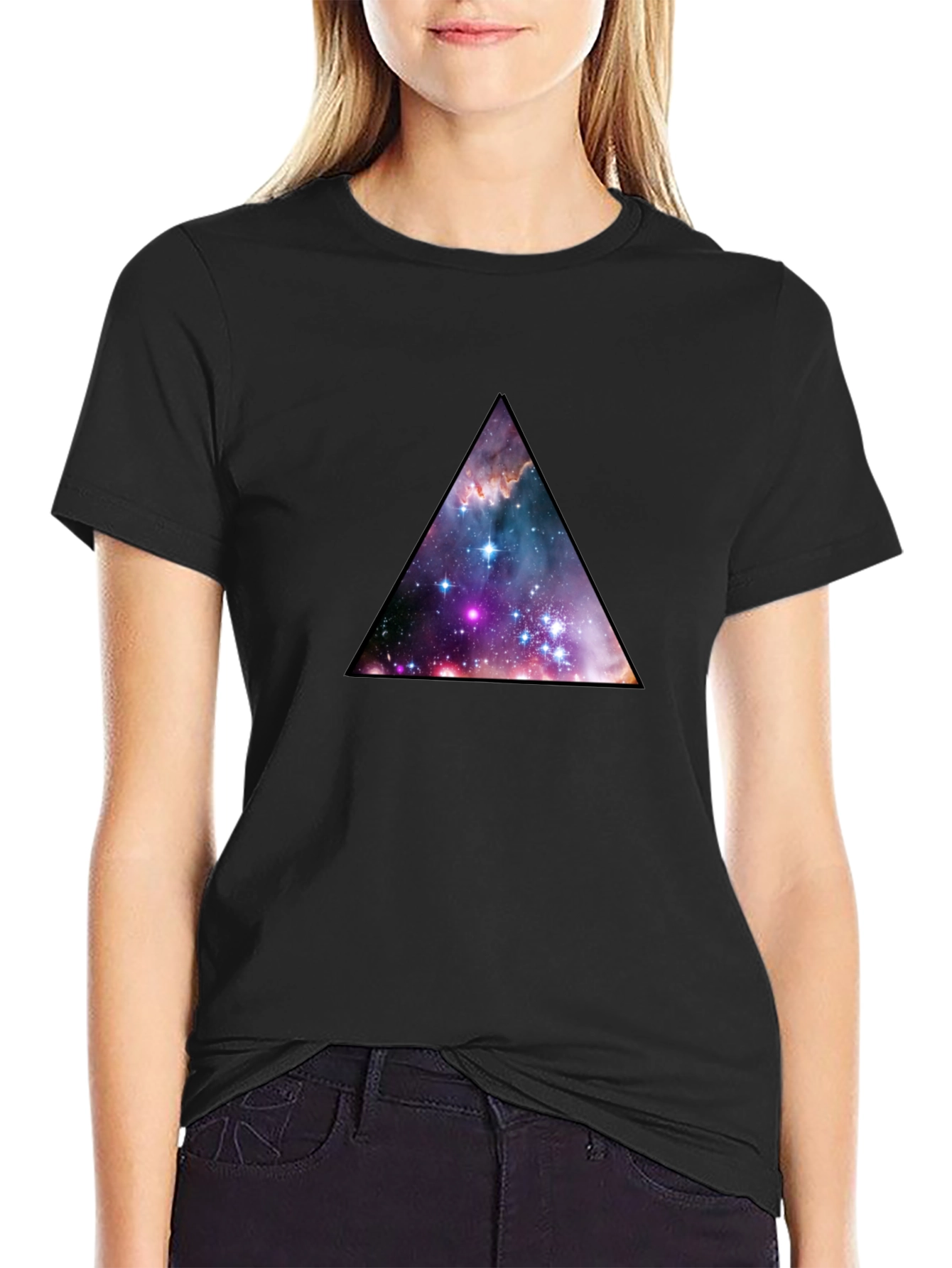 Galaxy Triangle Graphic Black T-Shirt
