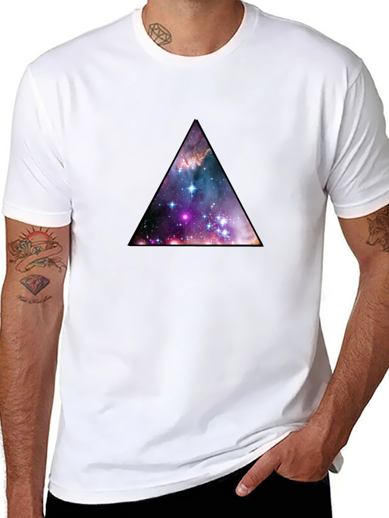 Galaxy Triangle Graphic Black T-Shirt
