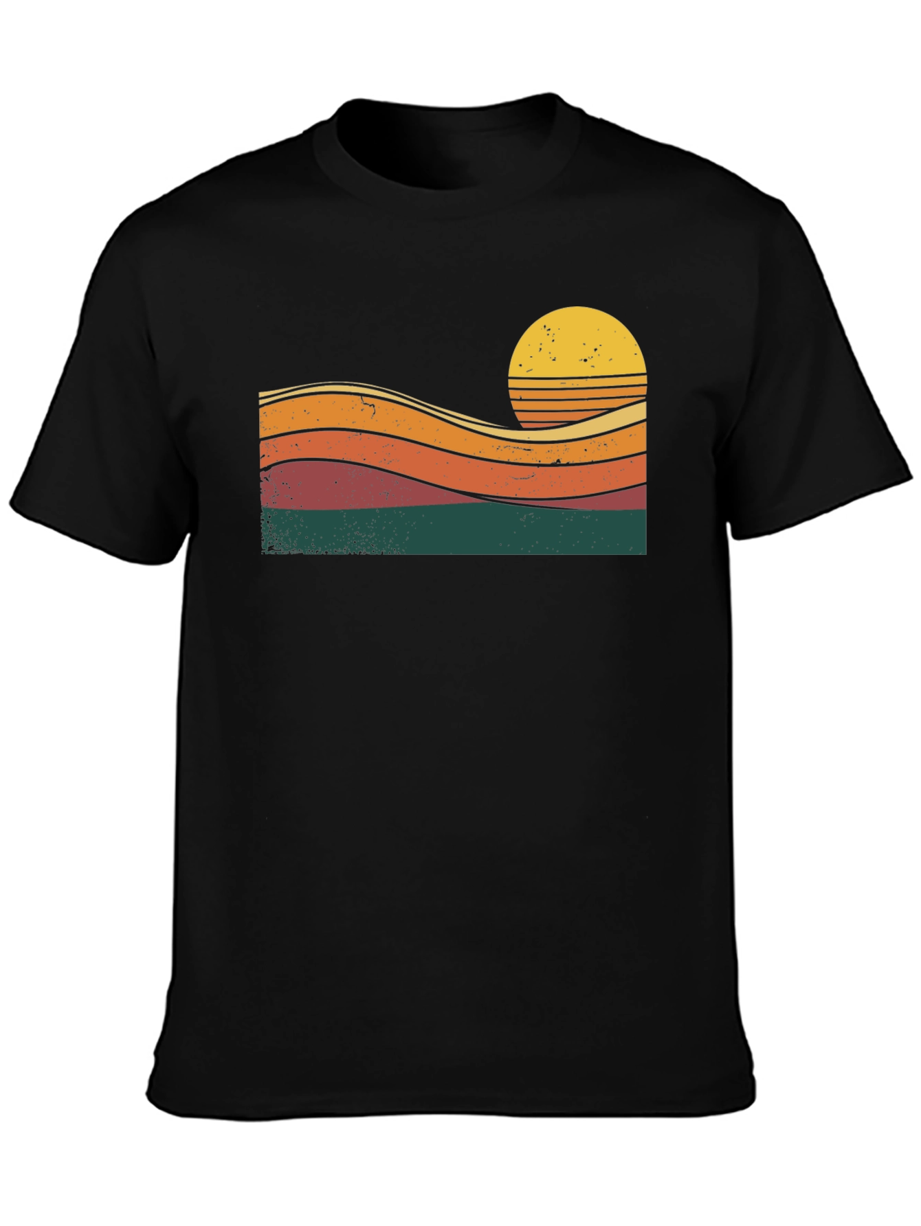 Retro Sunset Graphic Tee - Black