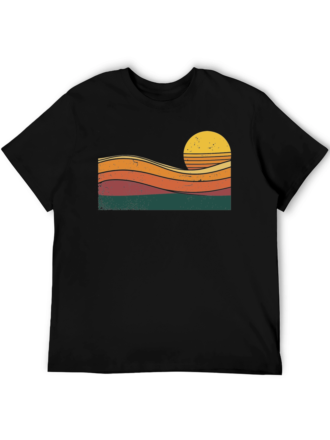 Retro Sunset Graphic Tee - Black