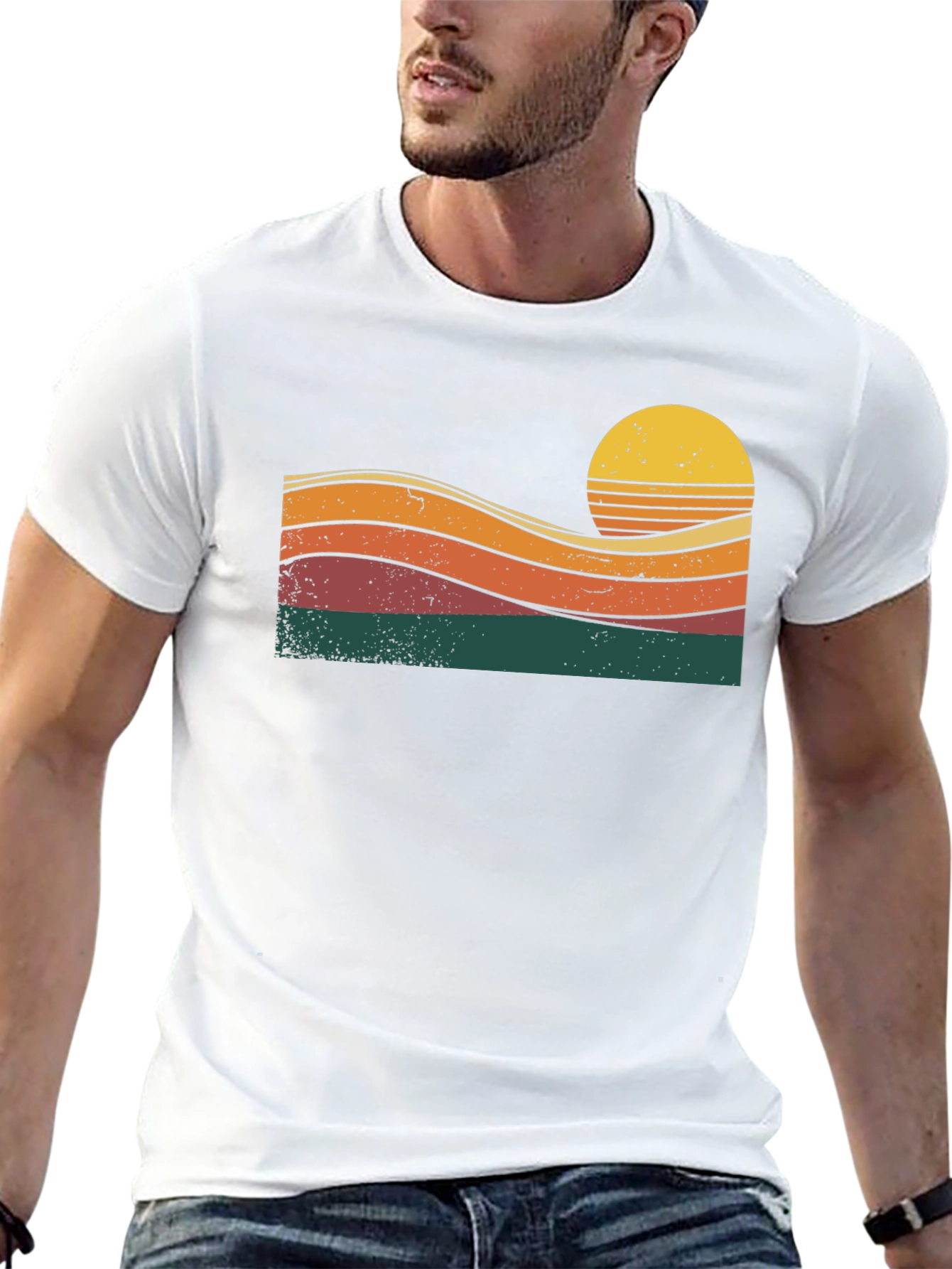Retro Sunset Graphic Tee - Black