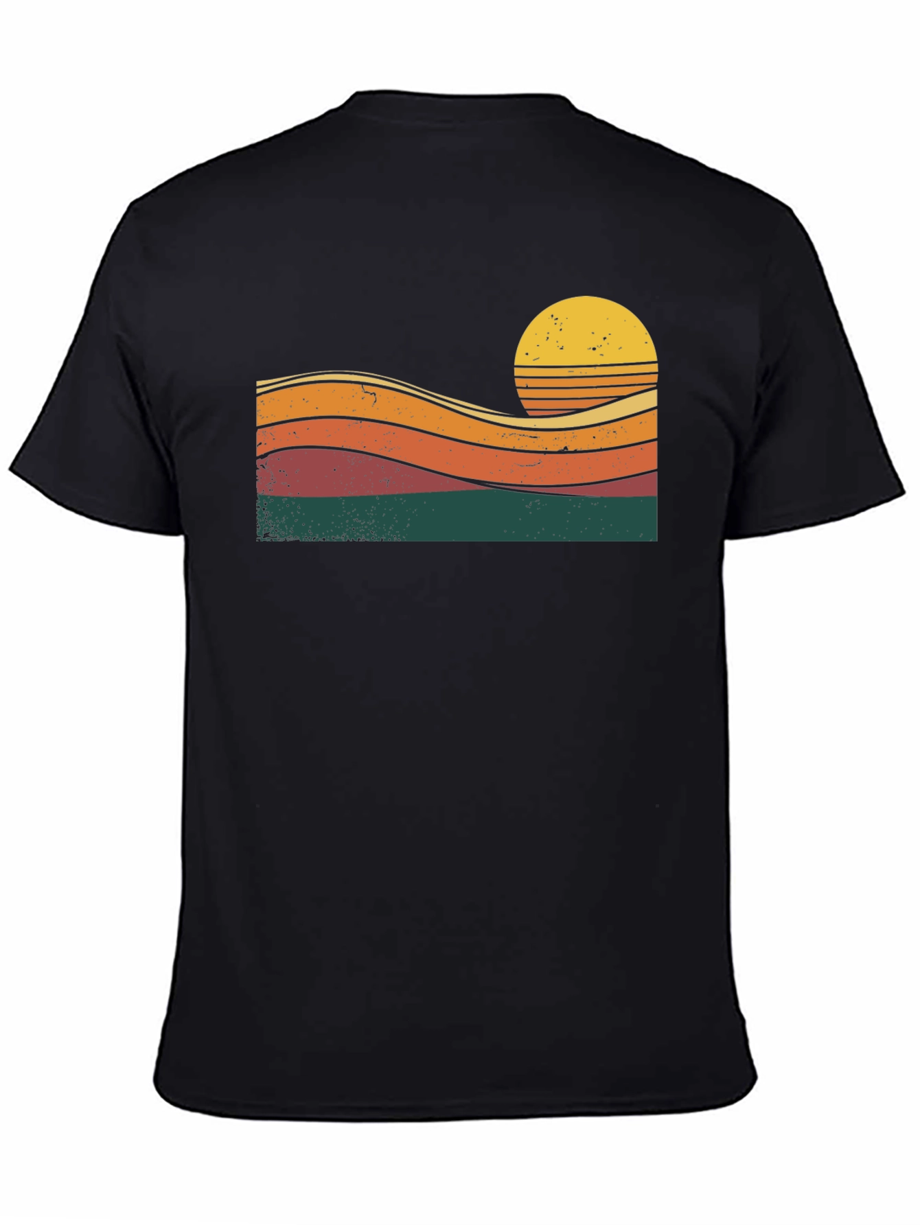 Retro Sunset Graphic Tee - Black