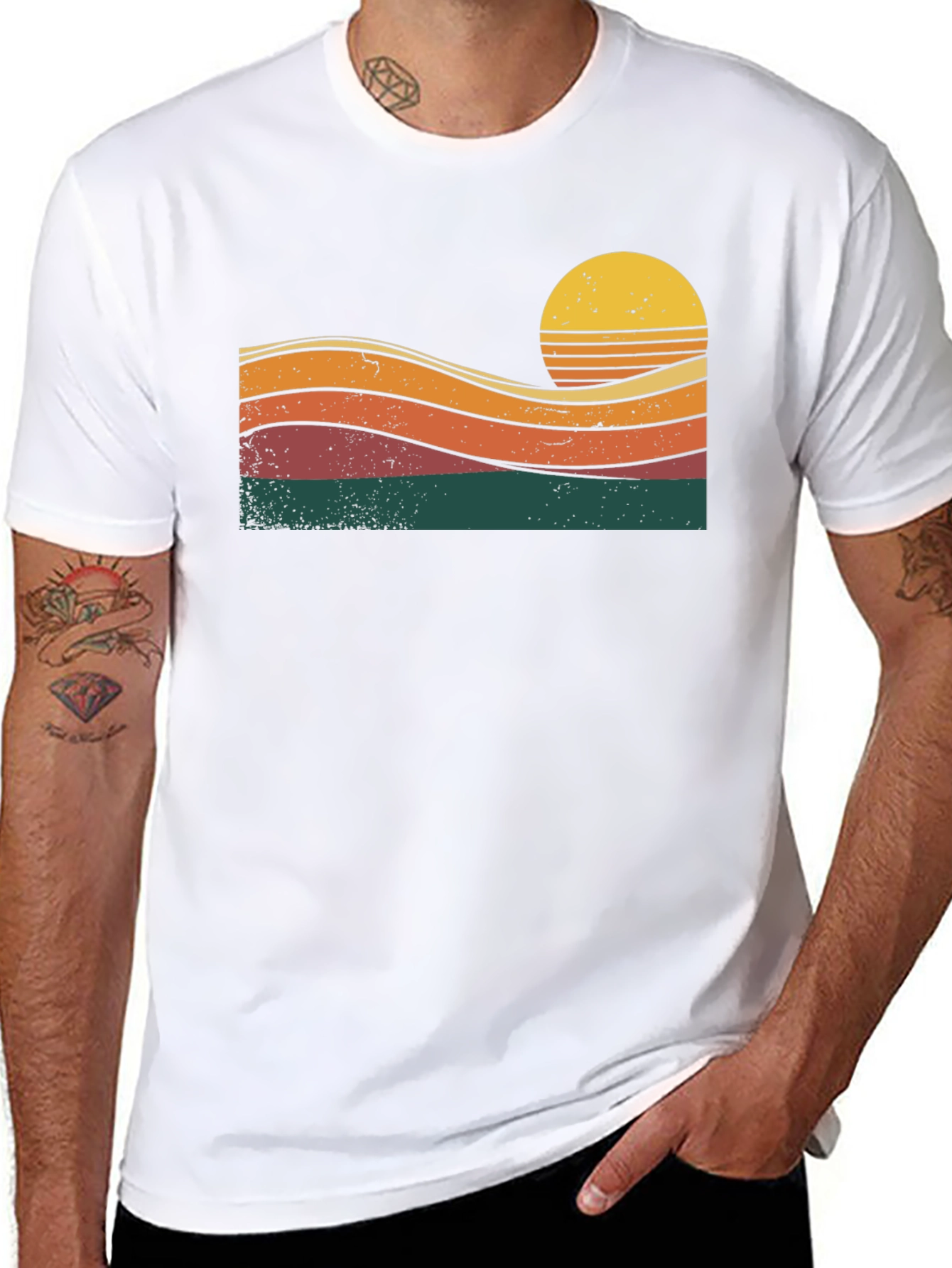 Retro Sunset Graphic Tee - Black