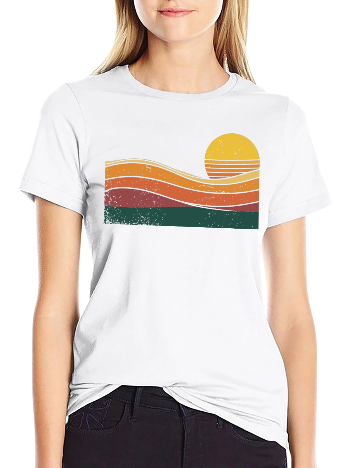 Retro Sunset Graphic Tee - Black
