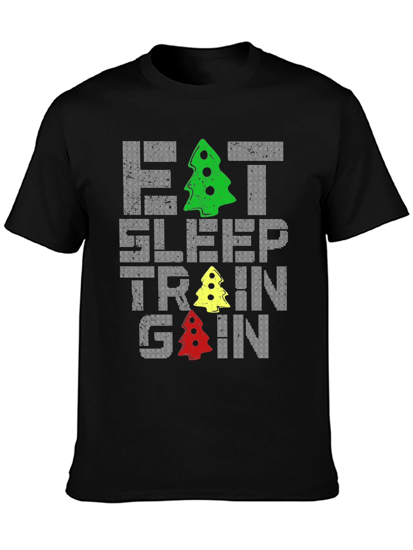 Eat Sleep Train Gain Christmas Tree T-Shirt