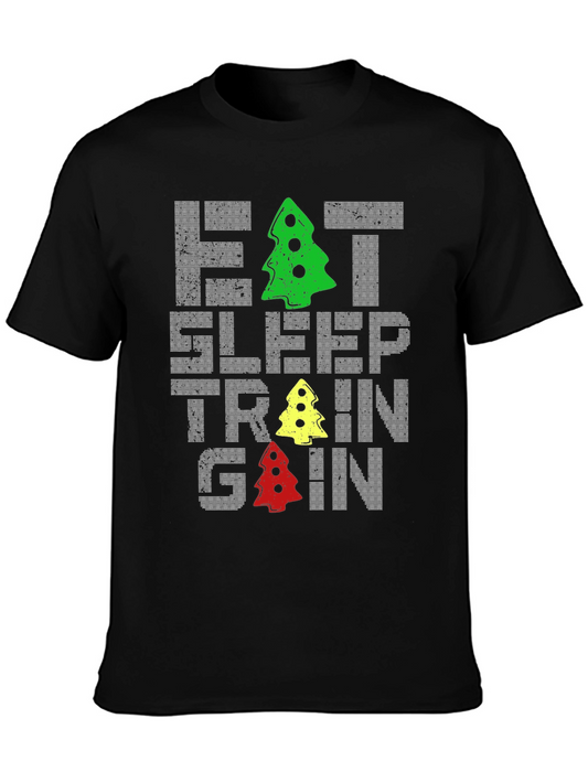 Eat Sleep Train Gain Christmas Tree T-Shirt