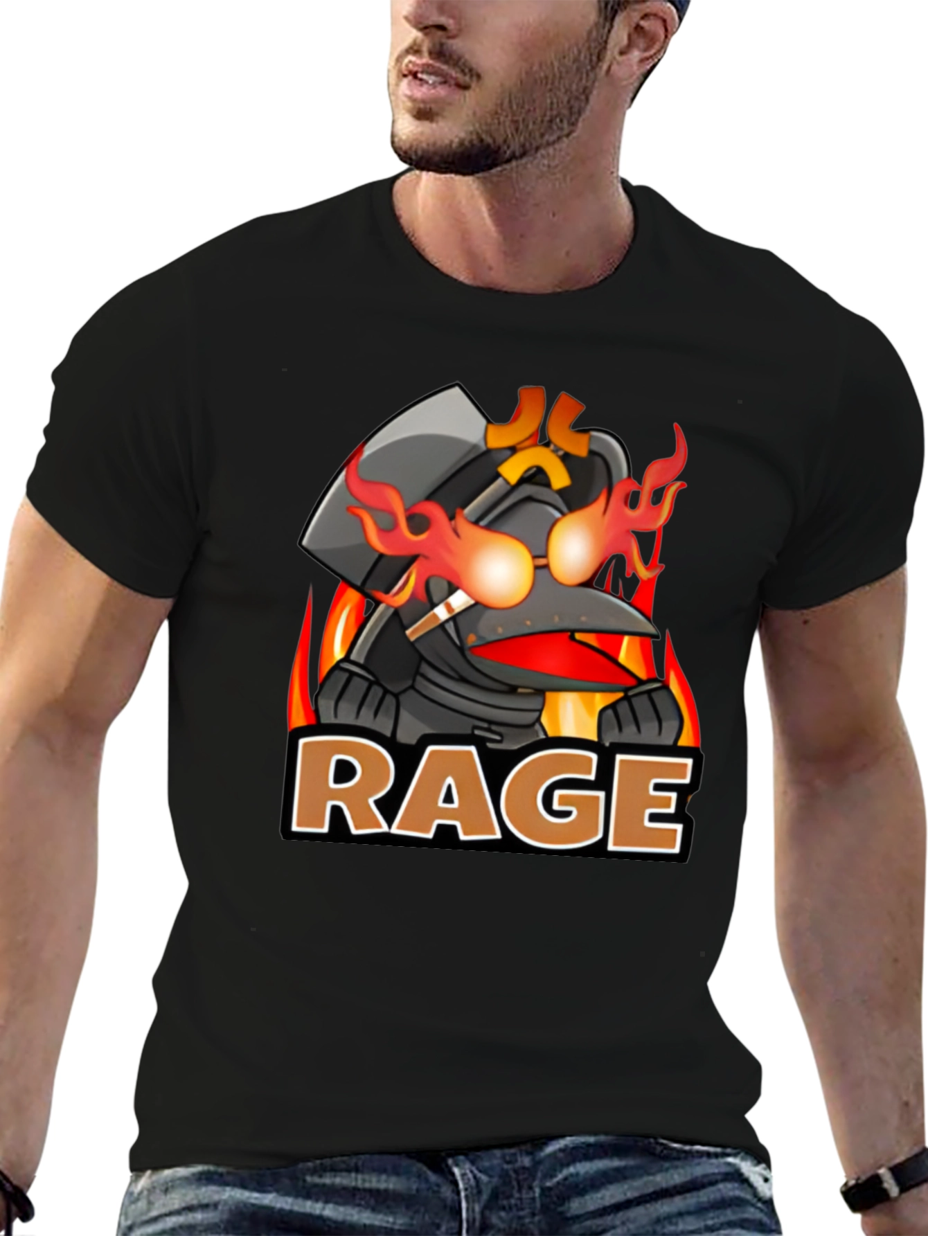 RAGE Cartoon Graphic Print Crew Neck T-Shirt