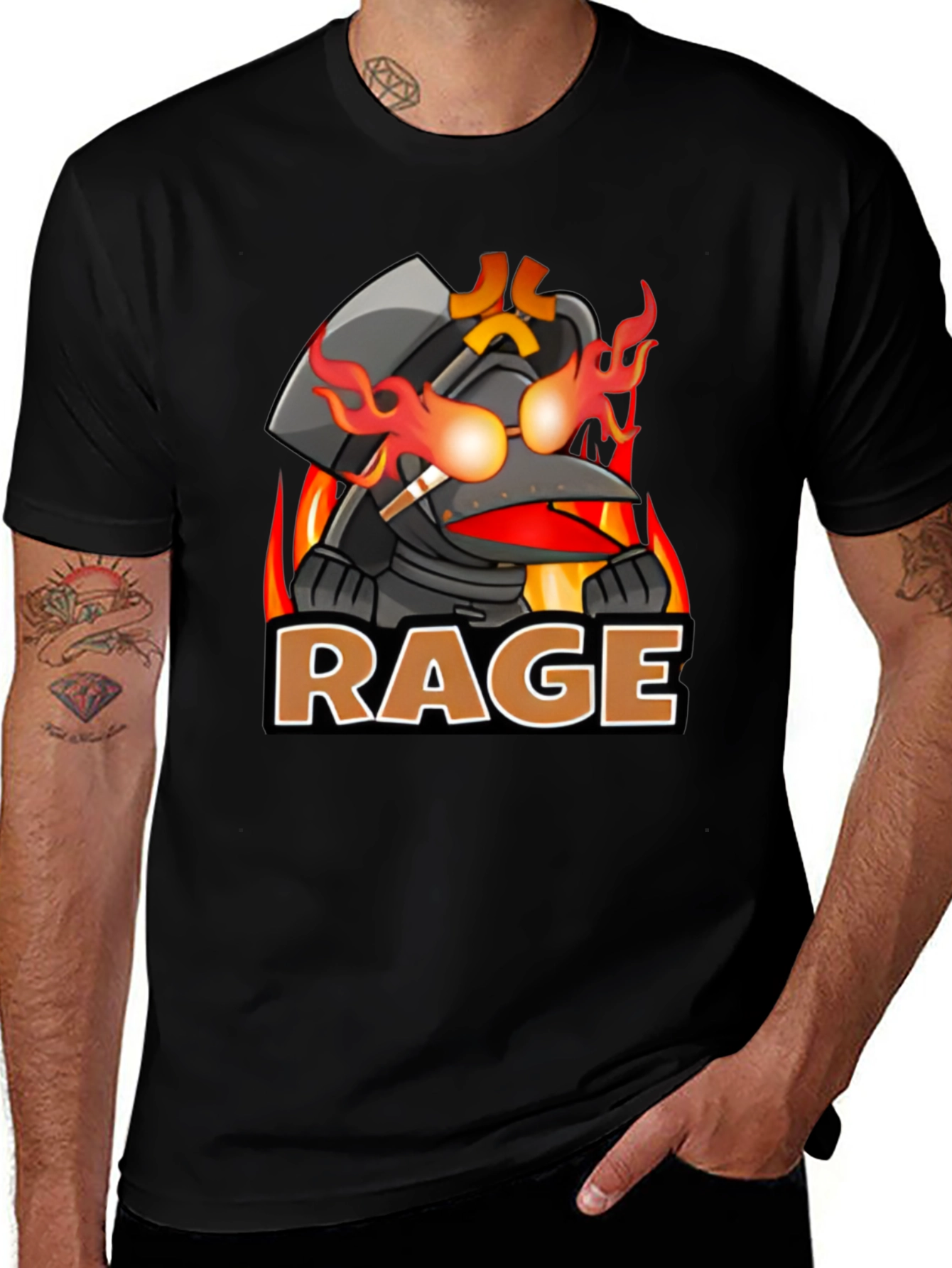 RAGE Cartoon Graphic Print Crew Neck T-Shirt