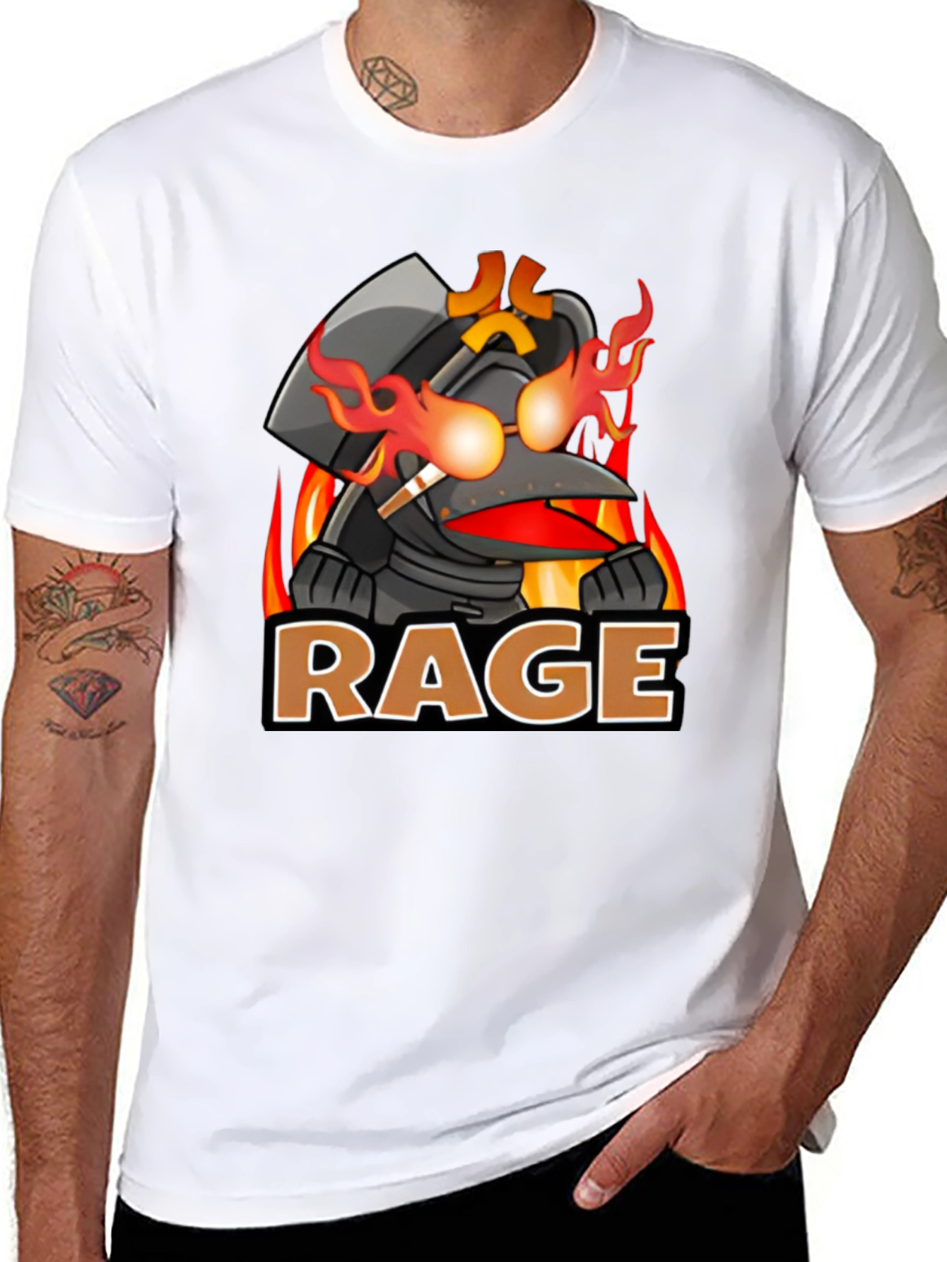 RAGE Cartoon Graphic Print Crew Neck T-Shirt