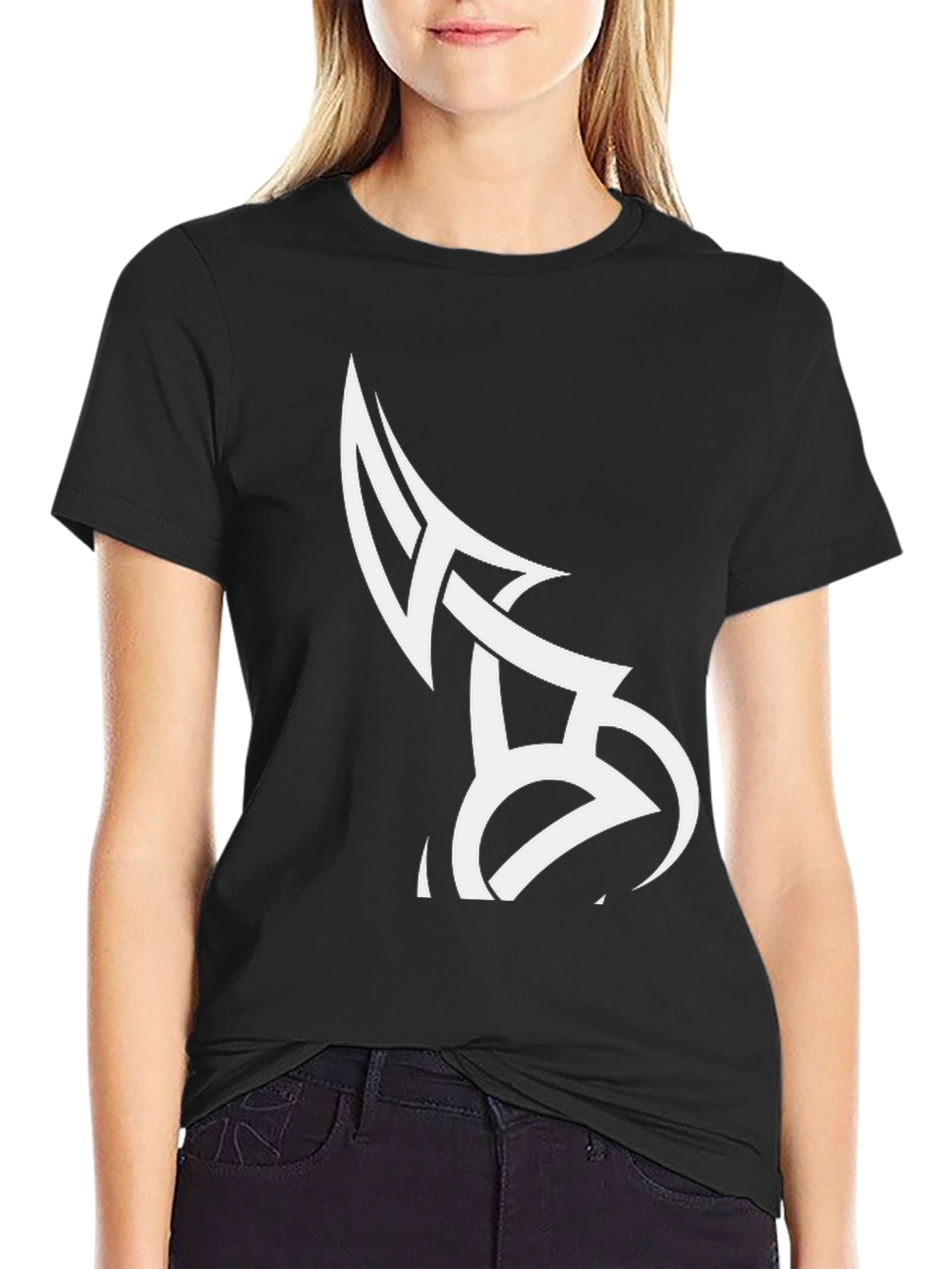 Tribal Tattoo Design Black Cotton T-Shirt