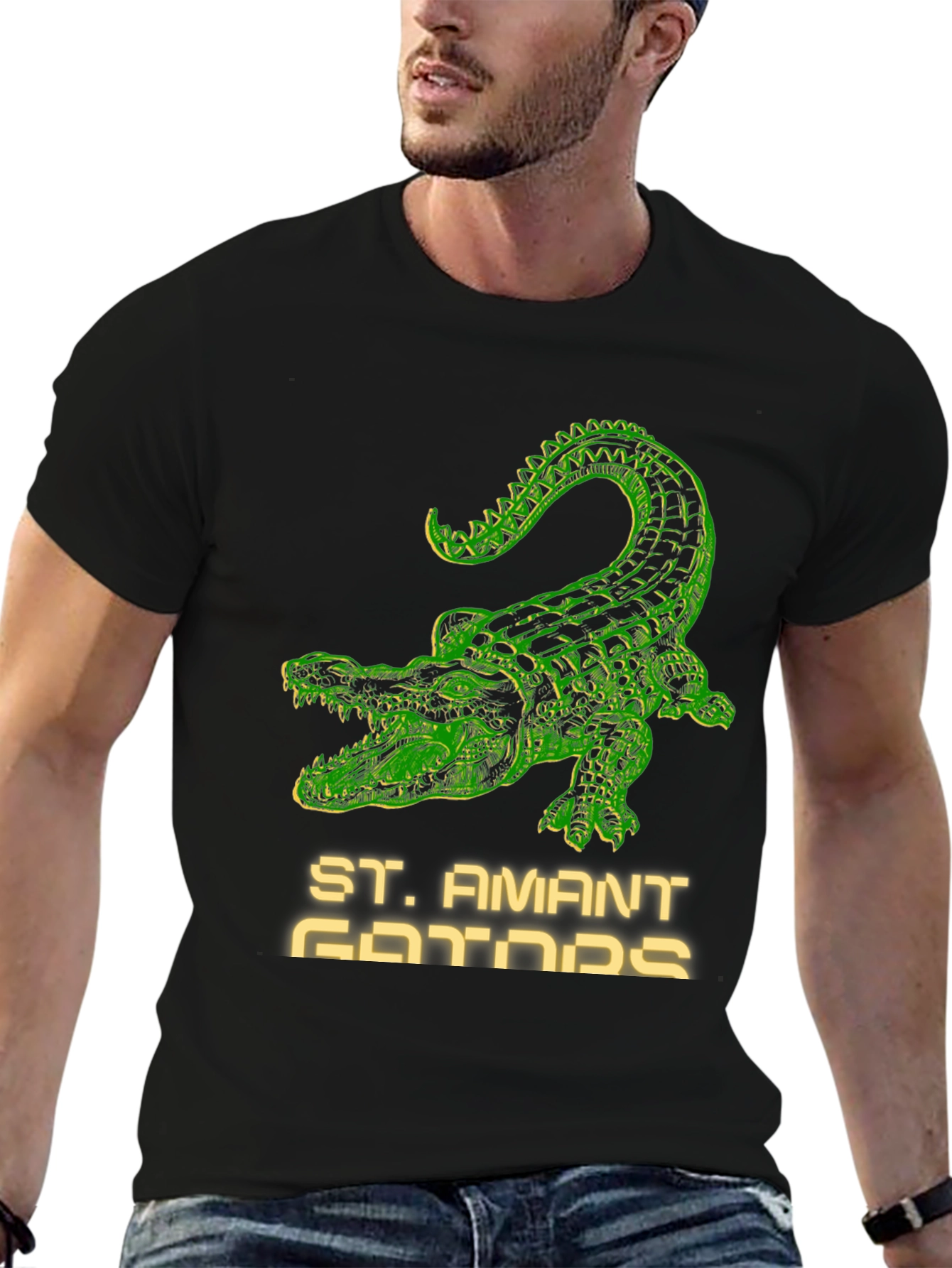 St. Amant Gators T-Shirt - Green Crocodile Design