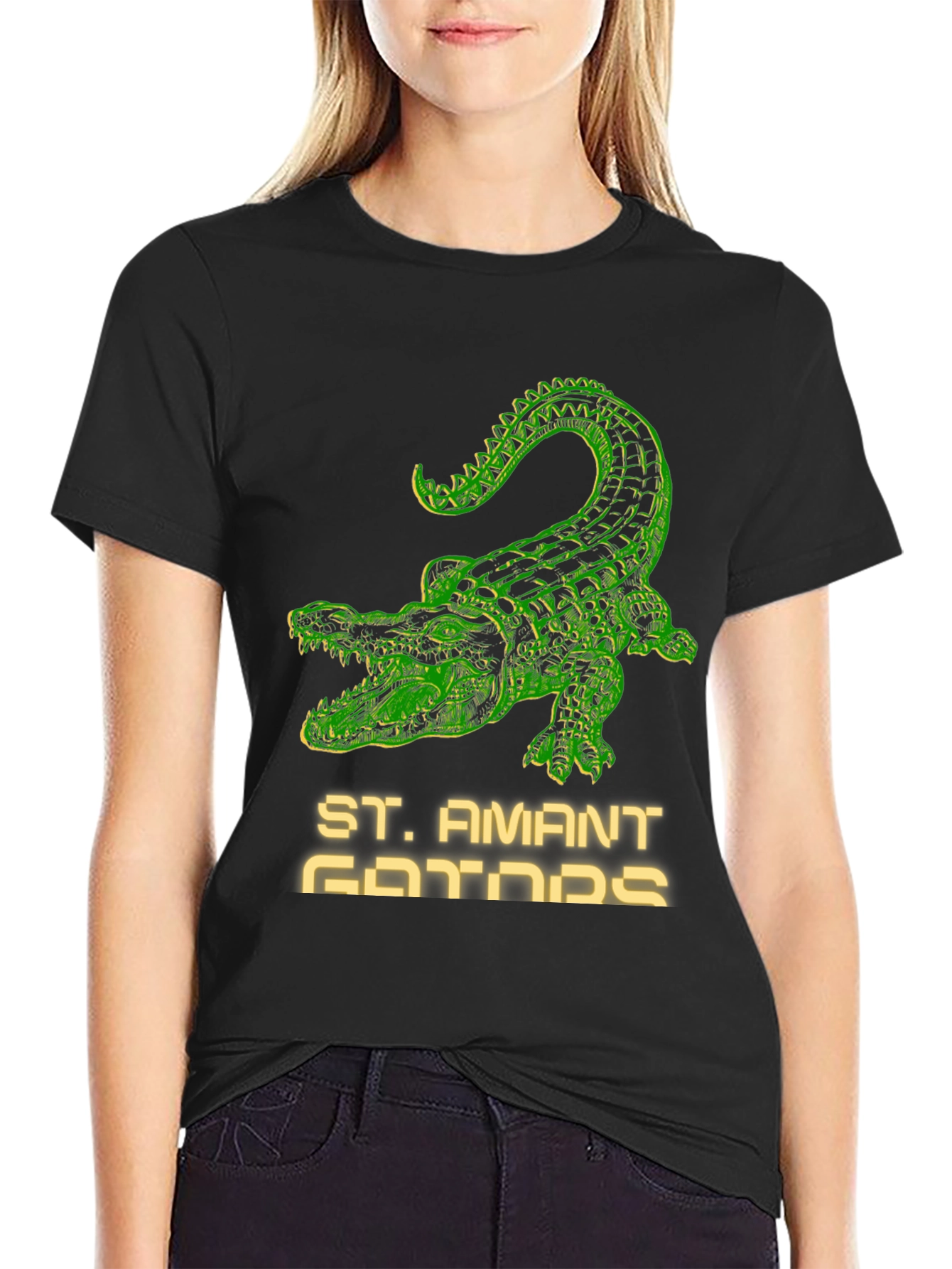 St. Amant Gators T-Shirt - Green Crocodile Design