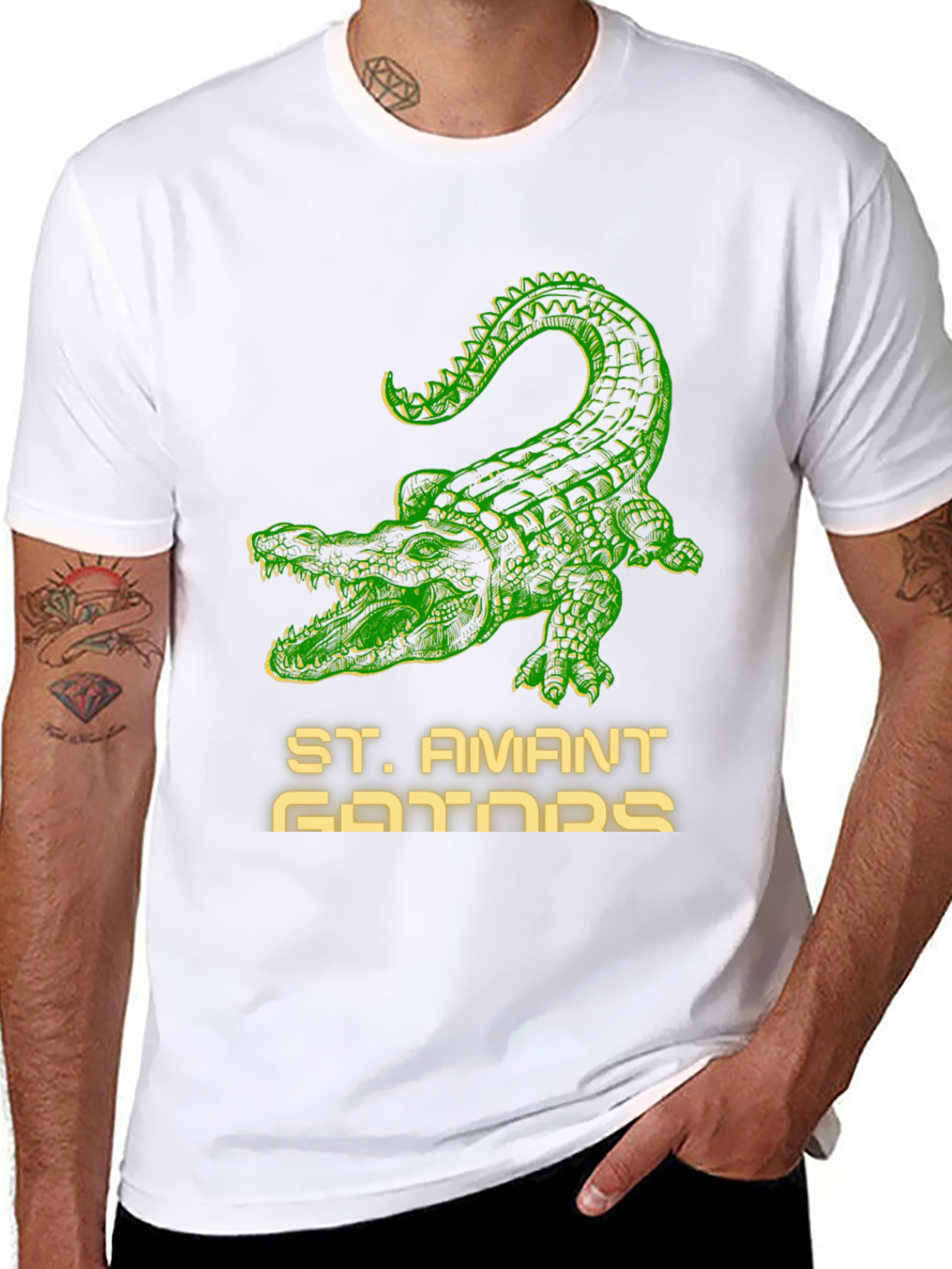 St. Amant Gators T-Shirt - Green Crocodile Design