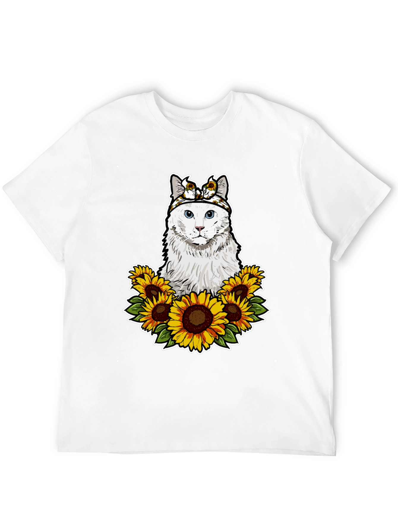 Cat Sunflower T-Shirt - Adorable Pet Graphic Tee