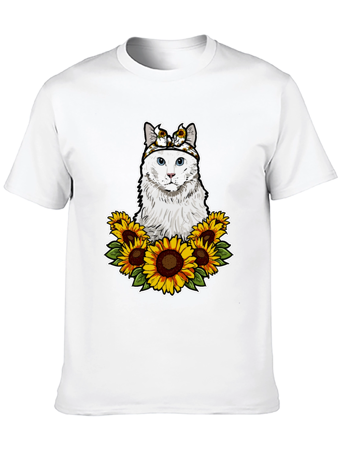 Cat Sunflower T-Shirt - Adorable Pet Graphic Tee