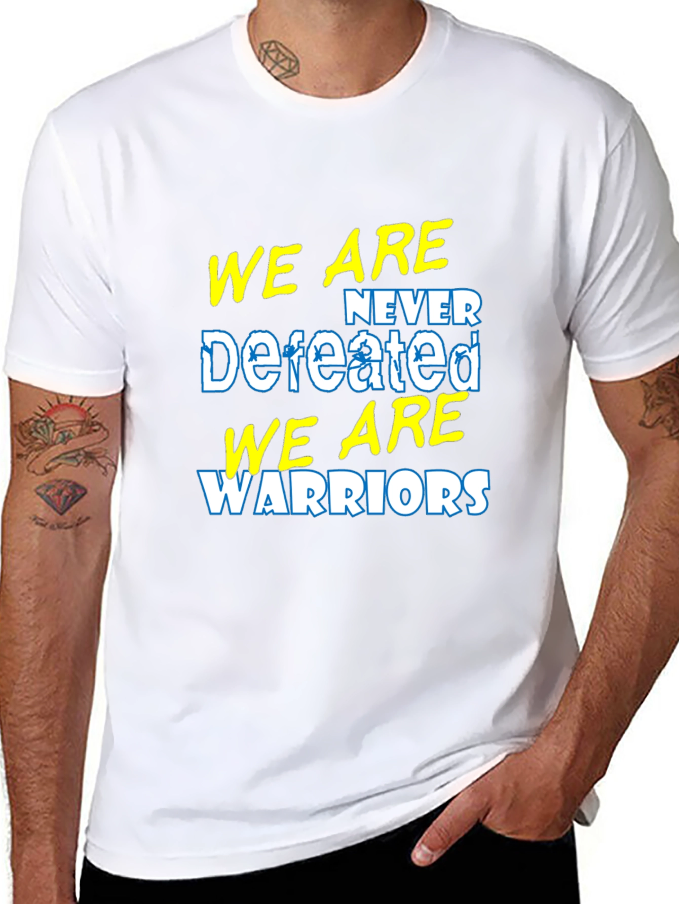 We Are Never Defeated Warriors Graphic T-Shirt