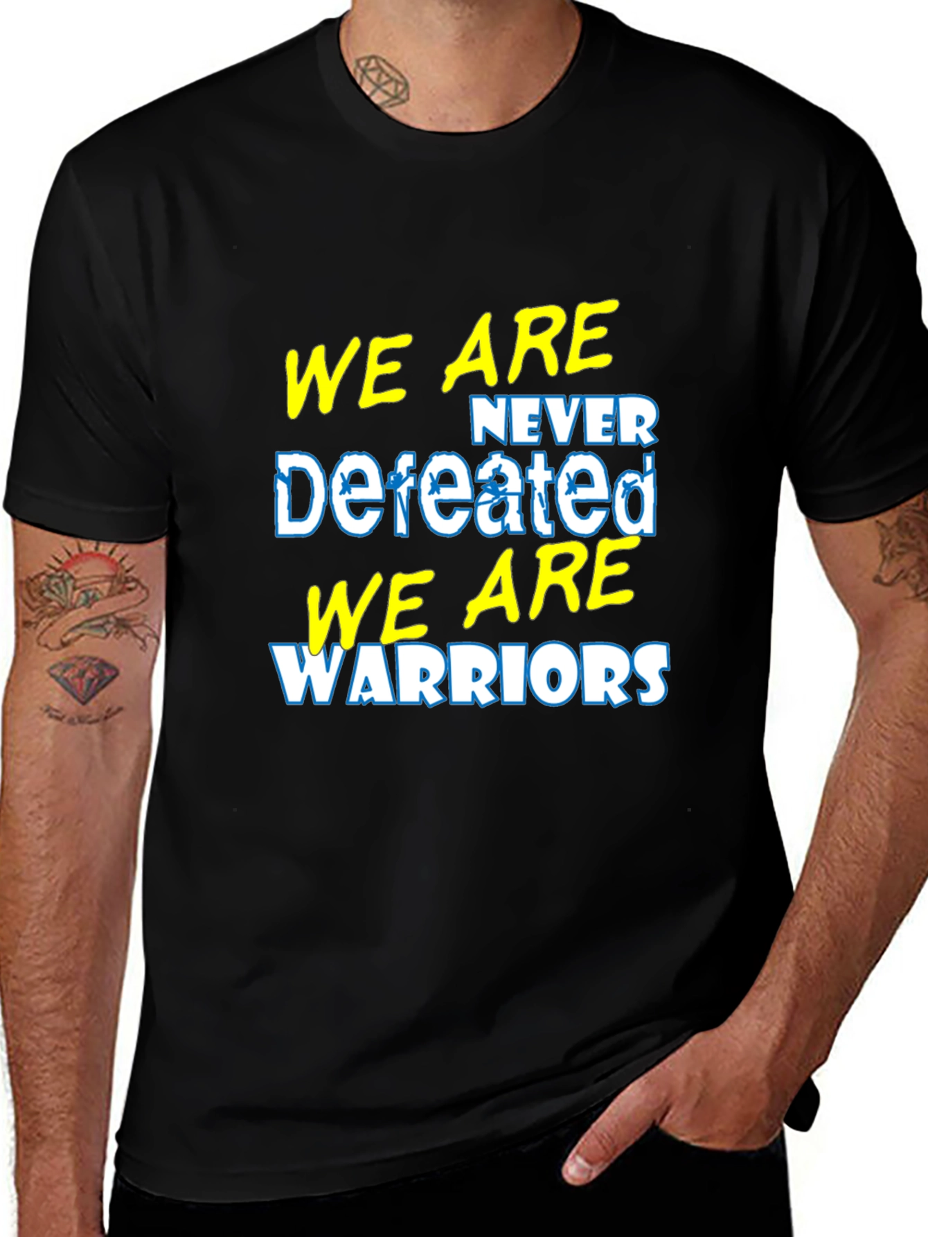 We Are Never Defeated Warriors Graphic T-Shirt