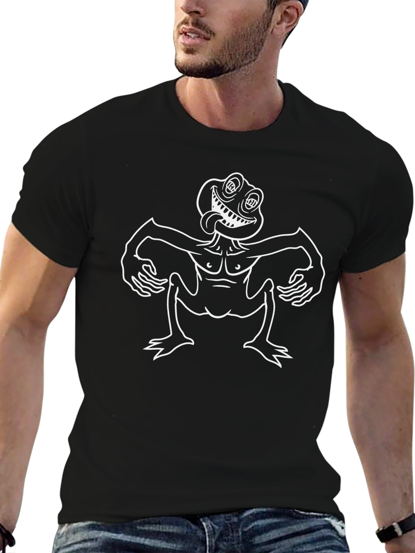 Funny Monster Graphic Black T-Shirt