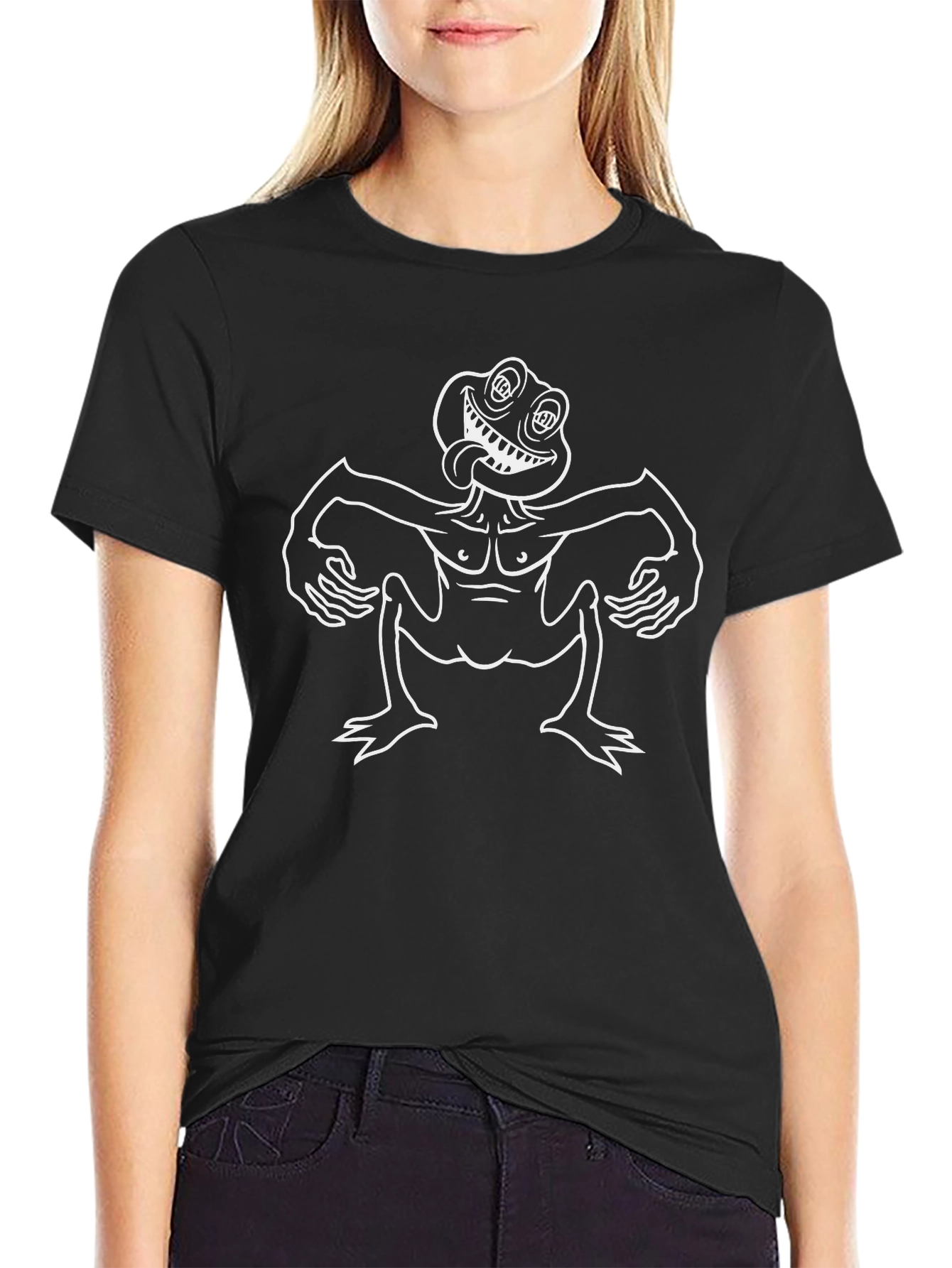 Funny Monster Graphic Black T-Shirt