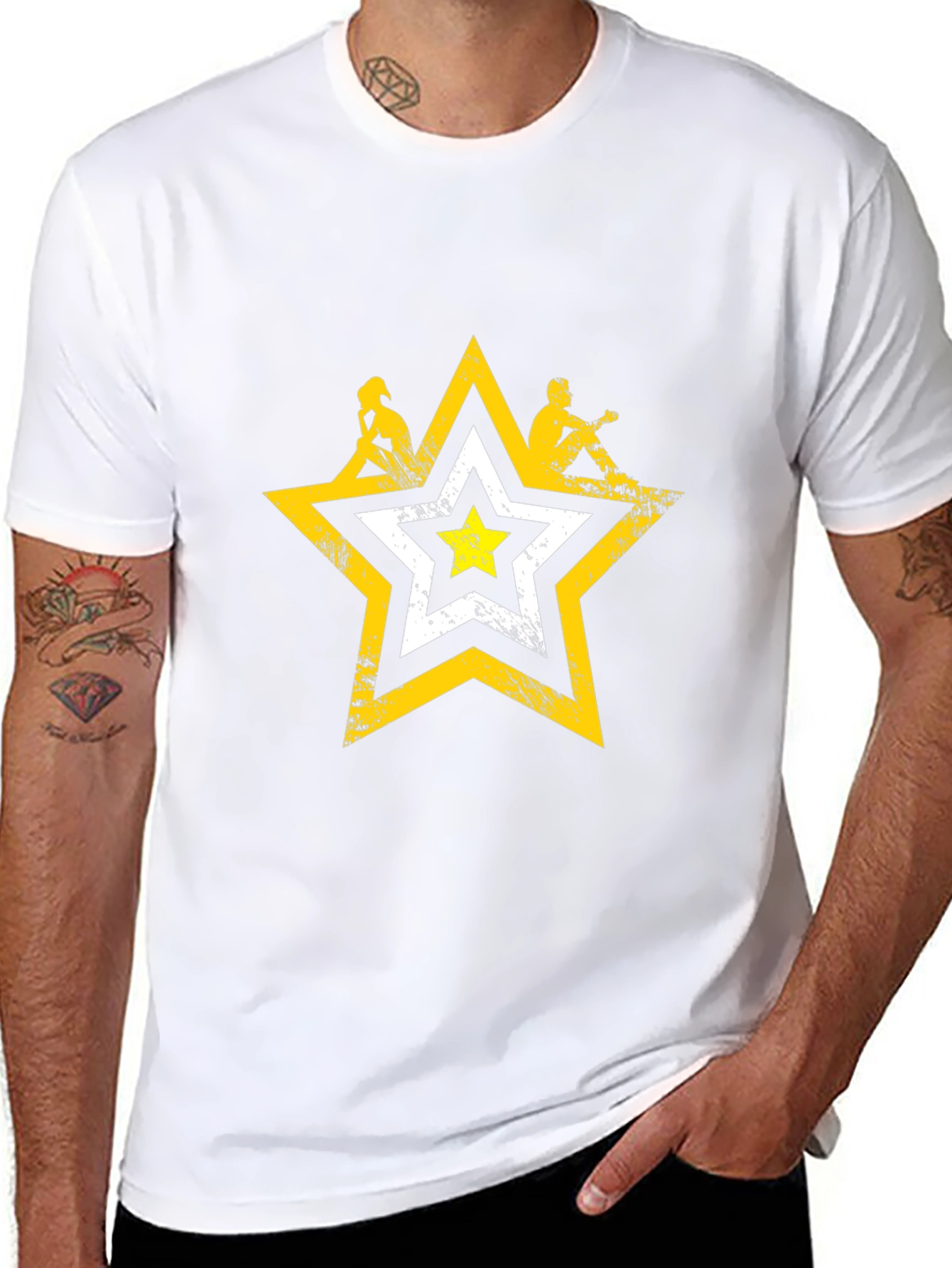 Distressed Star Graphic Tee - Mens Black T-Shirt