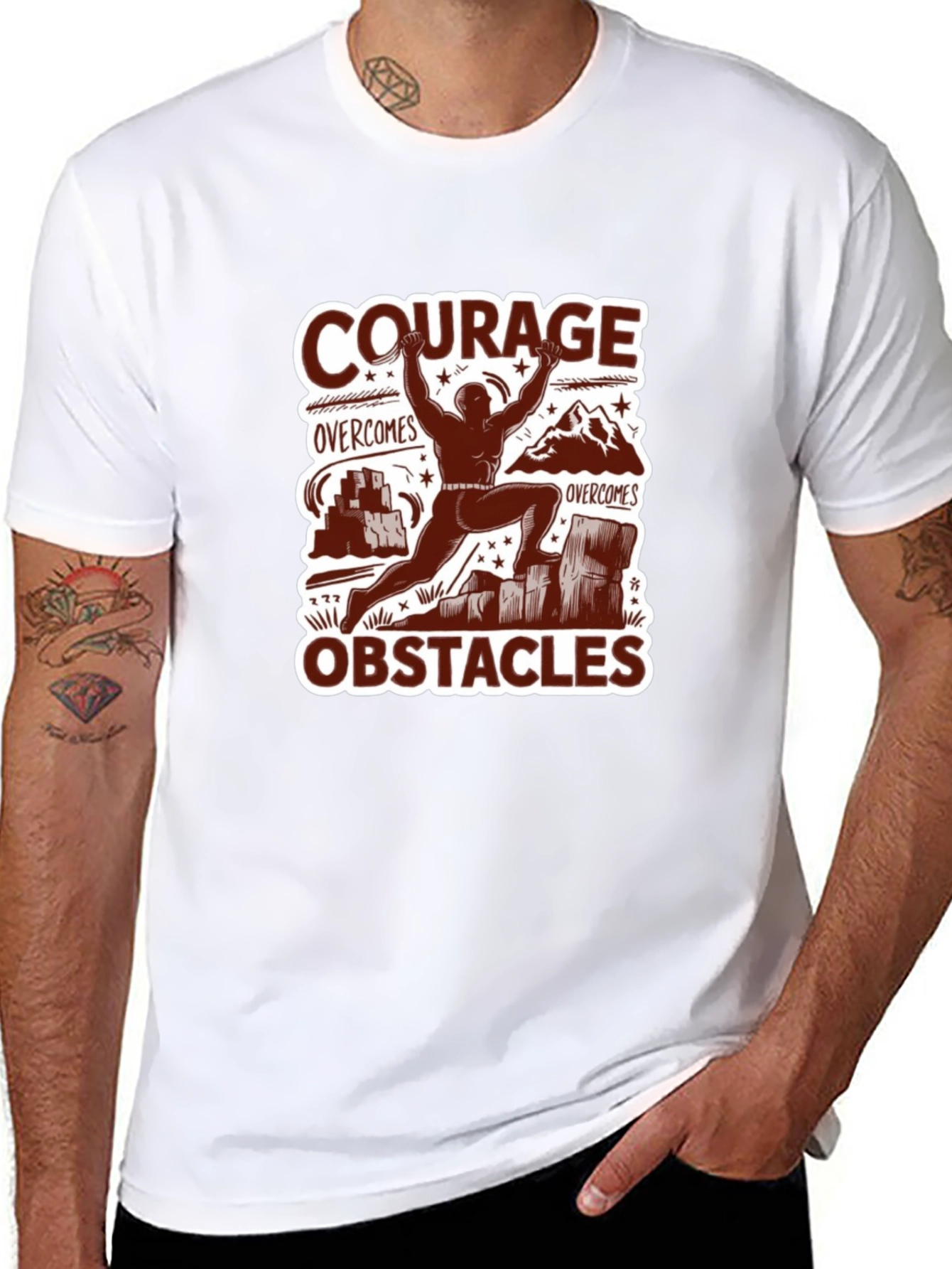 Courage Overcomes Obstacles Graphic T-Shirt