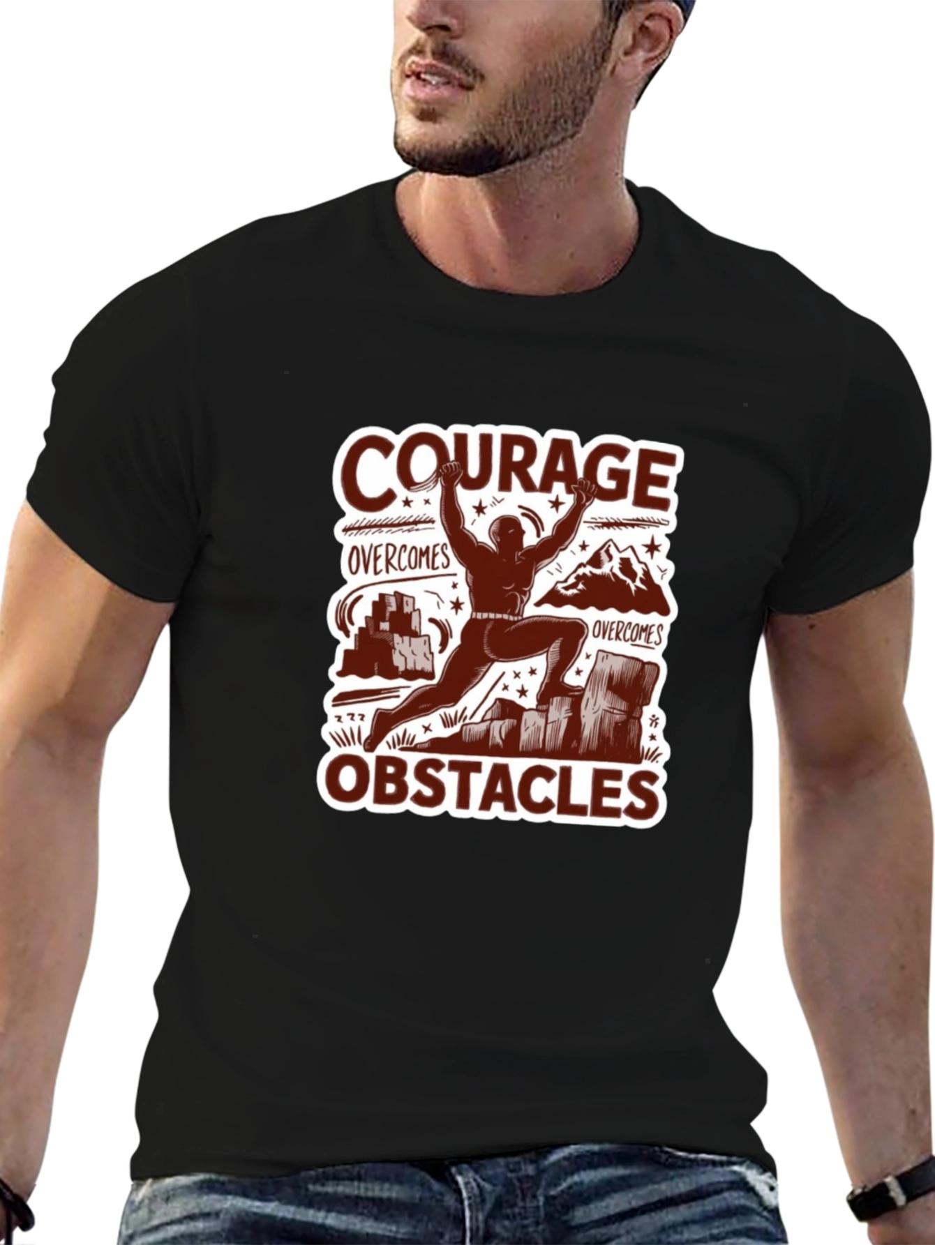 Courage Overcomes Obstacles Graphic T-Shirt