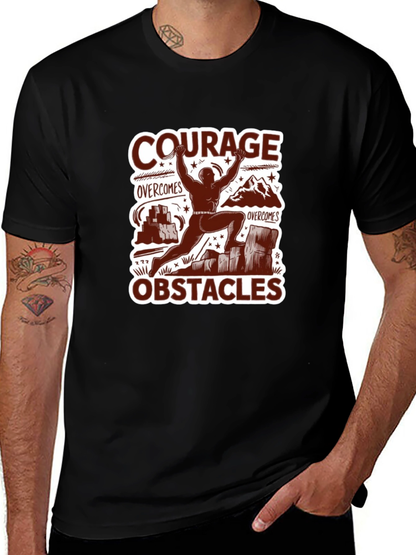Courage Overcomes Obstacles Graphic T-Shirt