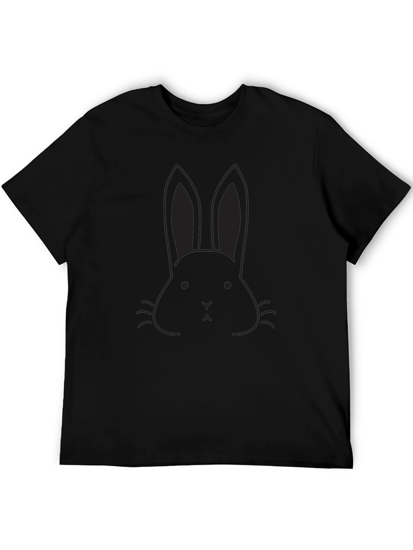 Mens Black T-Shirt - Bunny Rabbit Graphic Tee