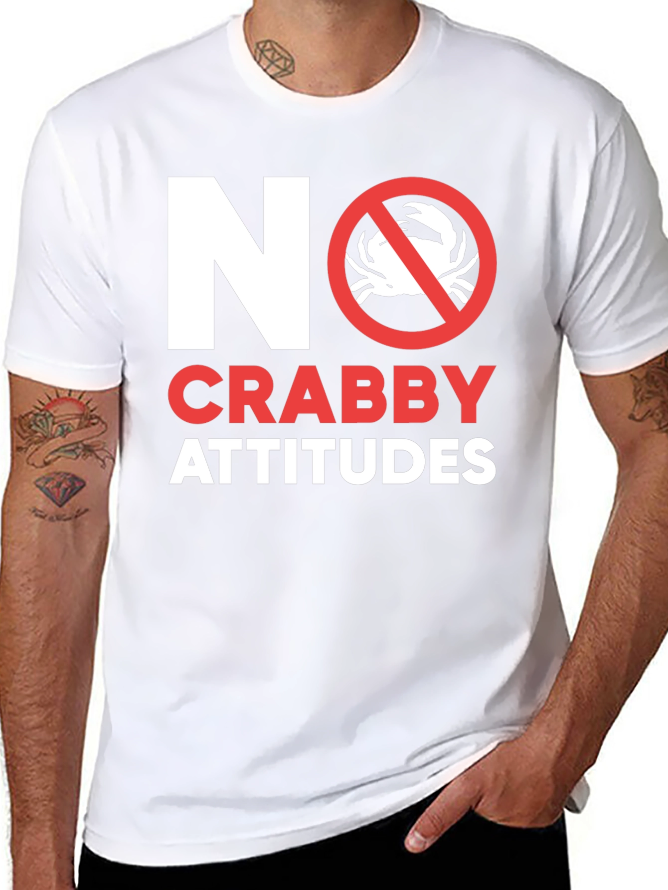 No Crabby Attitudes T-Shirt - Funny Graphic Tee