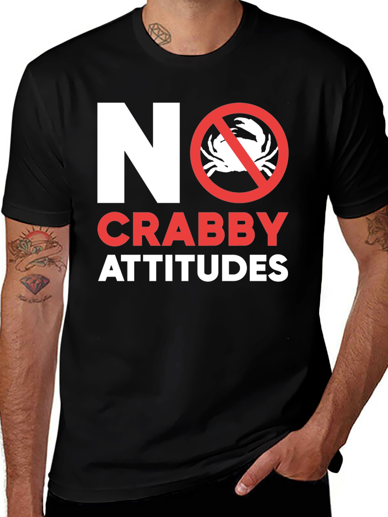 No Crabby Attitudes T-Shirt - Funny Graphic Tee