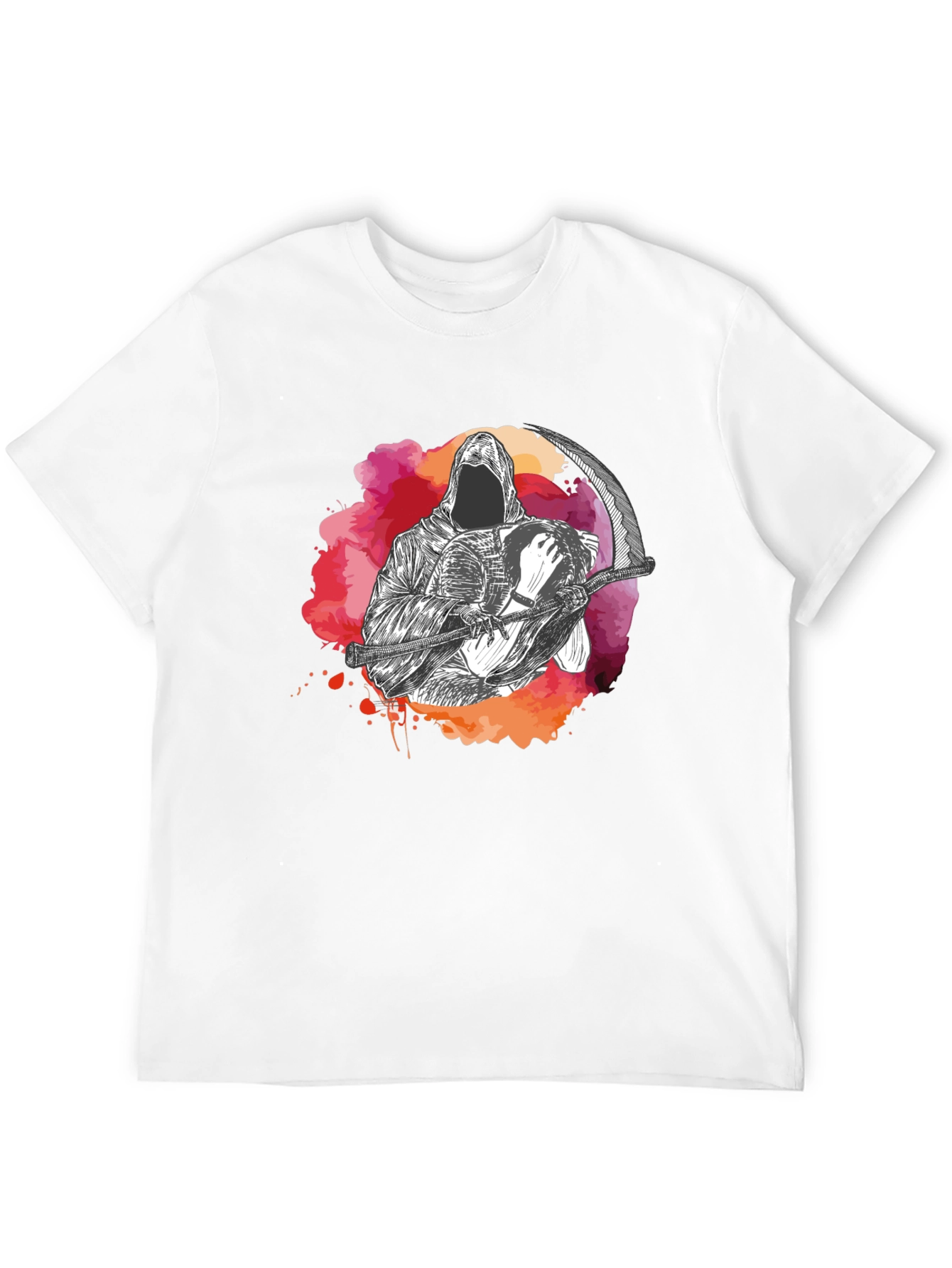 Grim Reaper Graphic Print Crew Neck T-Shirt