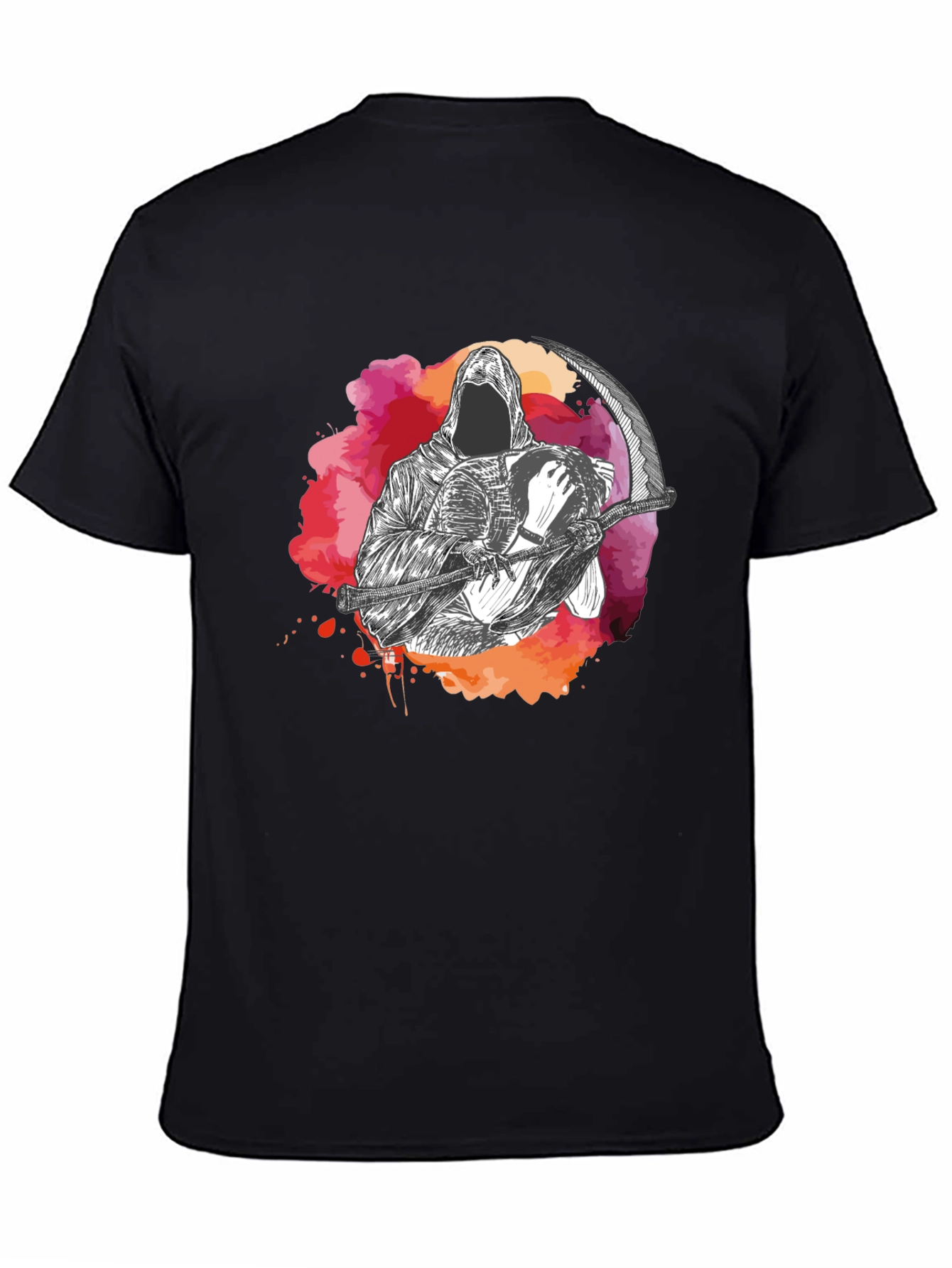 Grim Reaper Graphic Print Crew Neck T-Shirt