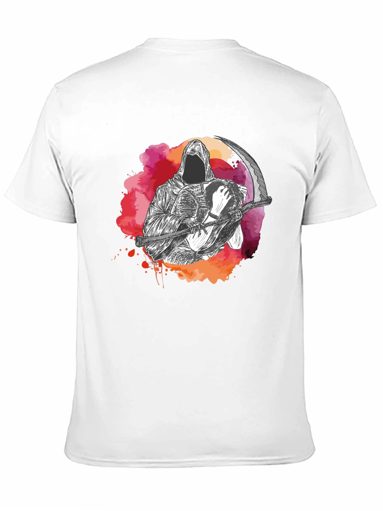 Grim Reaper Graphic Print Crew Neck T-Shirt