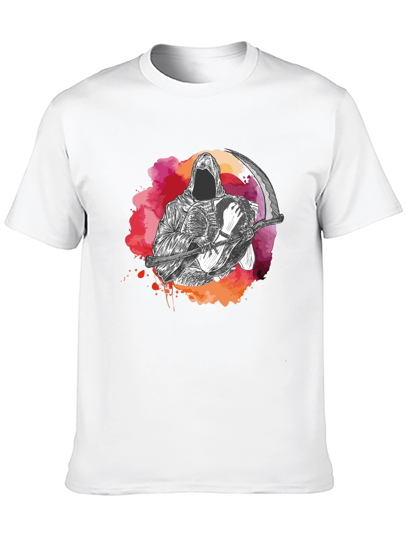 Grim Reaper Graphic Print Crew Neck T-Shirt