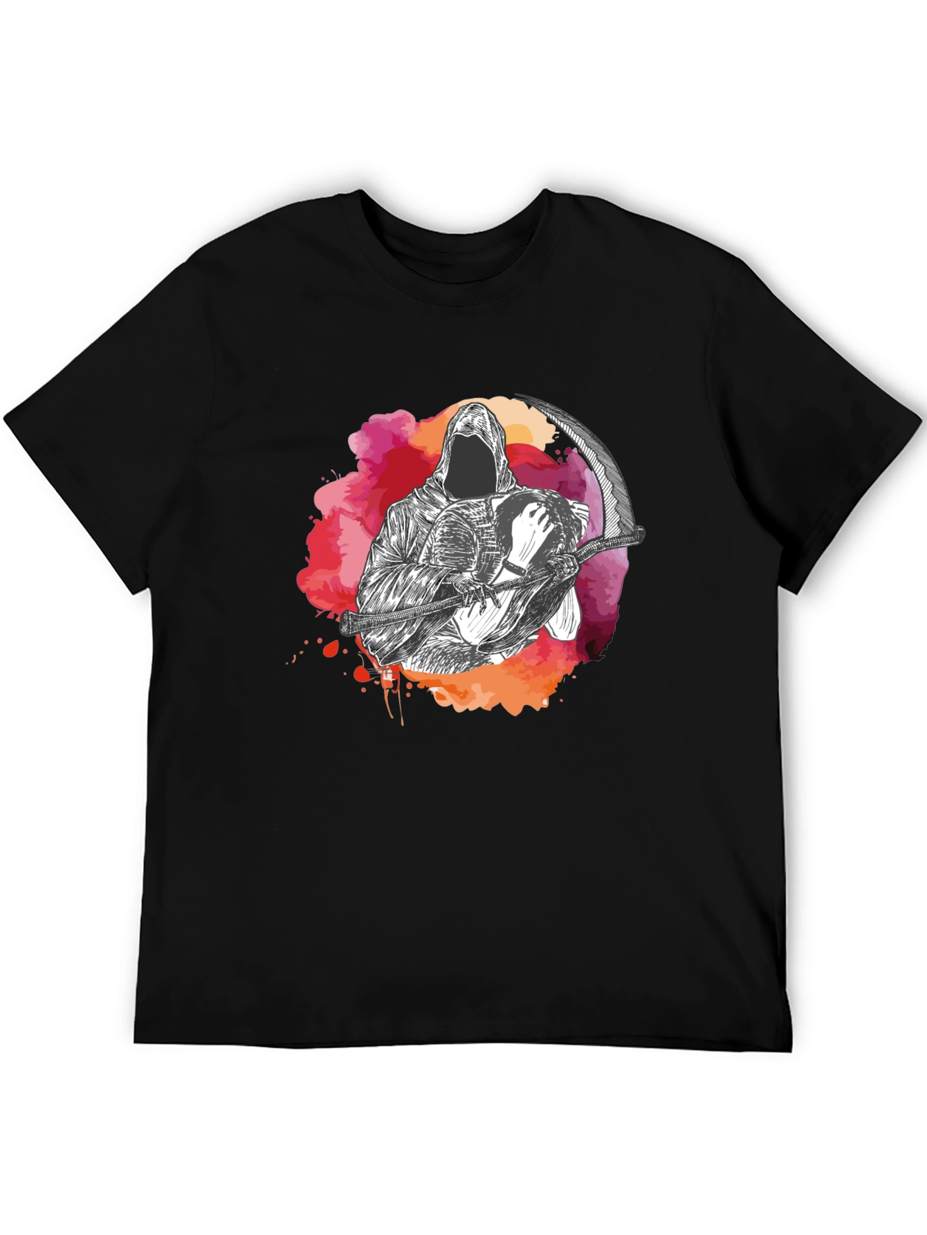 Grim Reaper Graphic Print Crew Neck T-Shirt