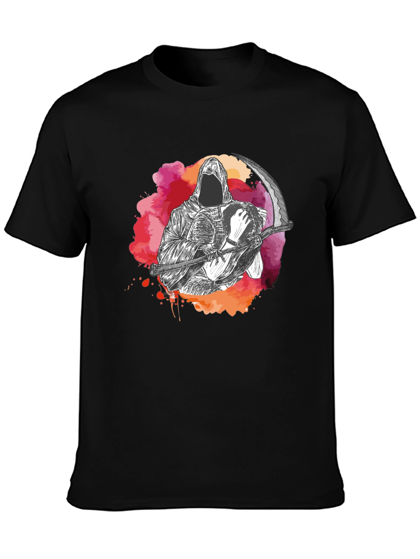 Grim Reaper Graphic Print Crew Neck T-Shirt