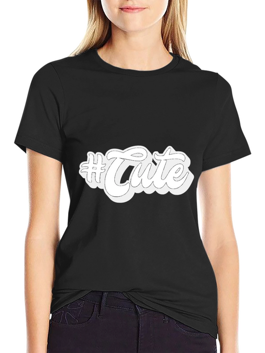 #Cute Graphic Print Black T-Shirt