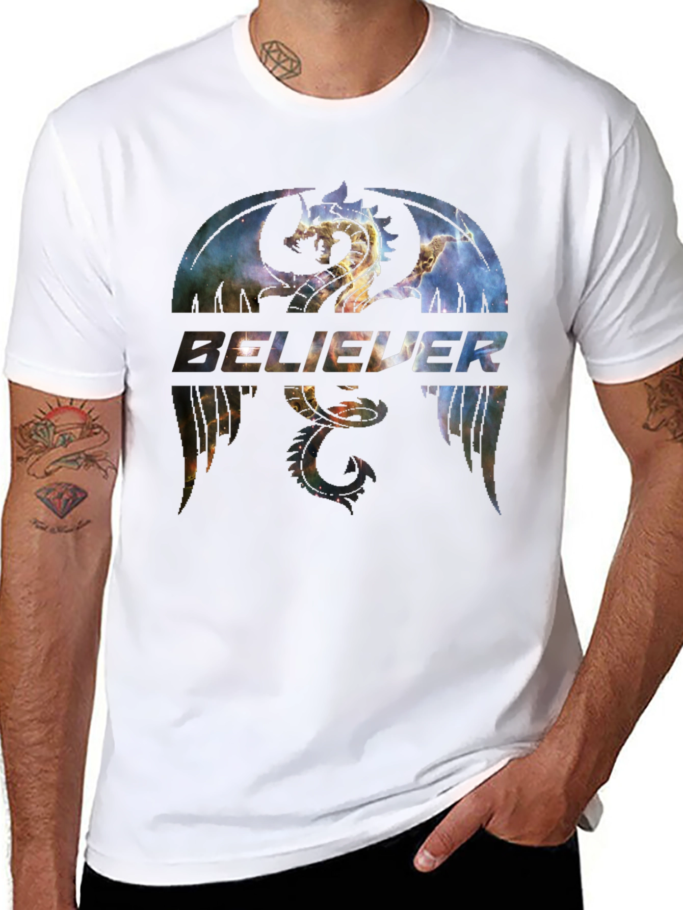 Believer Dragon Galaxy Graphic T-Shirt