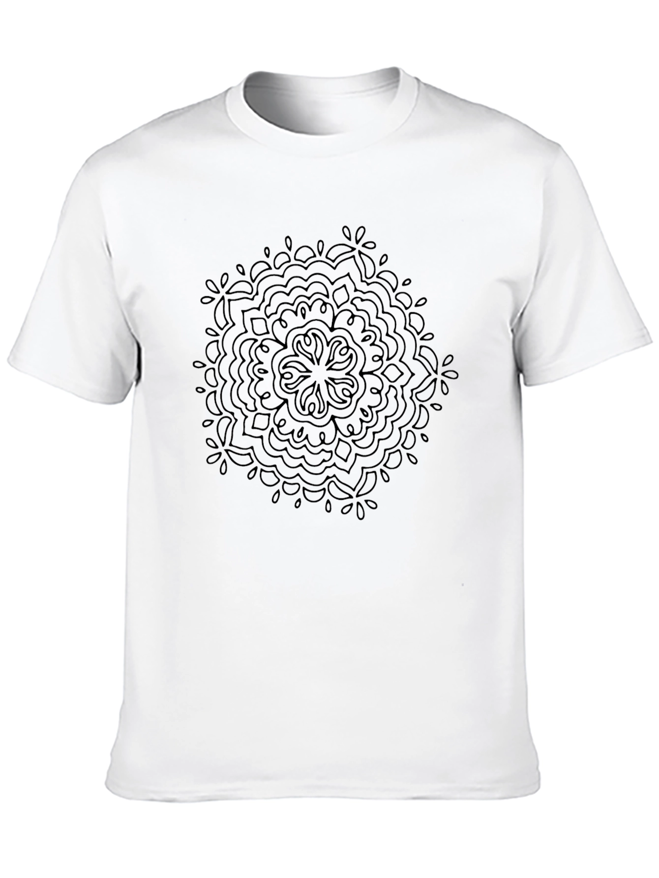 Black Mandala Print Crew Neck T-Shirt