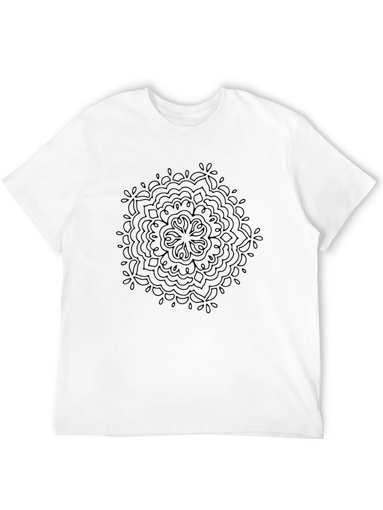 Black Mandala Print Crew Neck T-Shirt