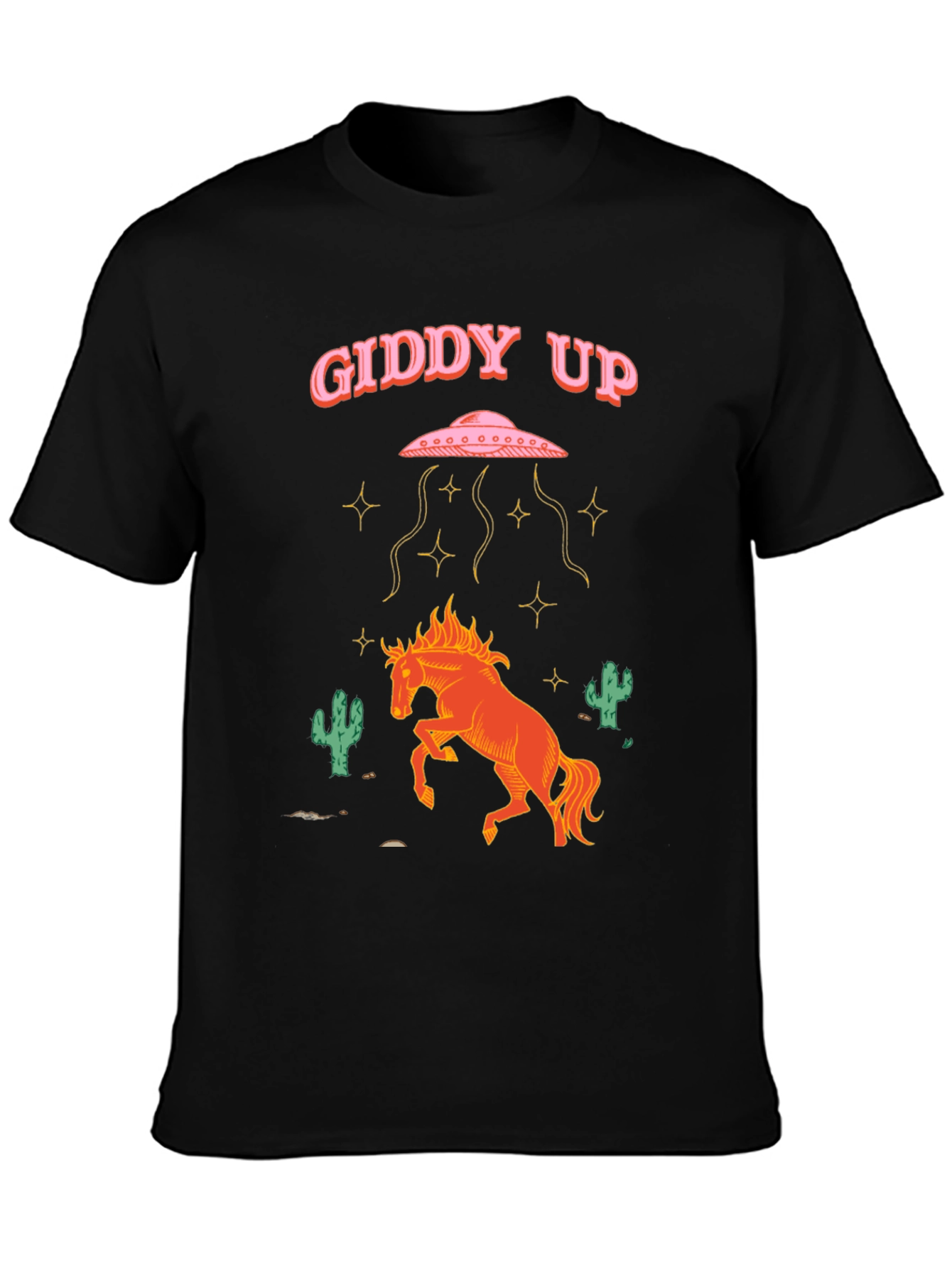 Giddy Up Alien Abduction Horse Graphic Tee