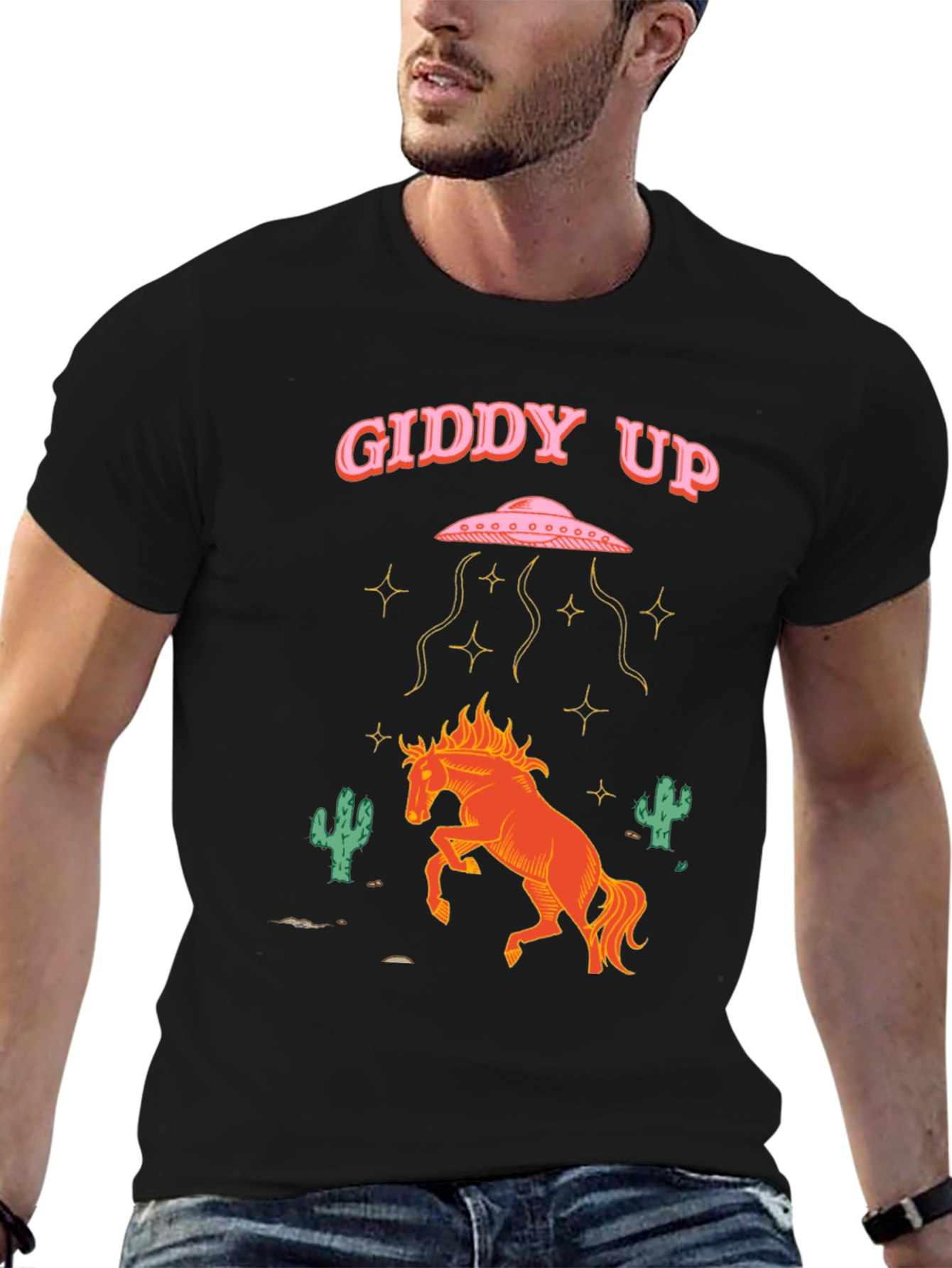 Giddy Up Alien Abduction Horse Graphic Tee