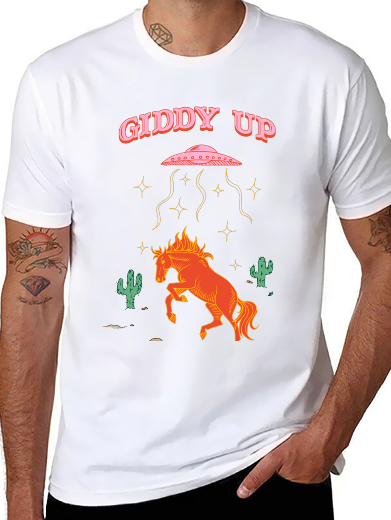 Giddy Up Alien Abduction Horse Graphic Tee