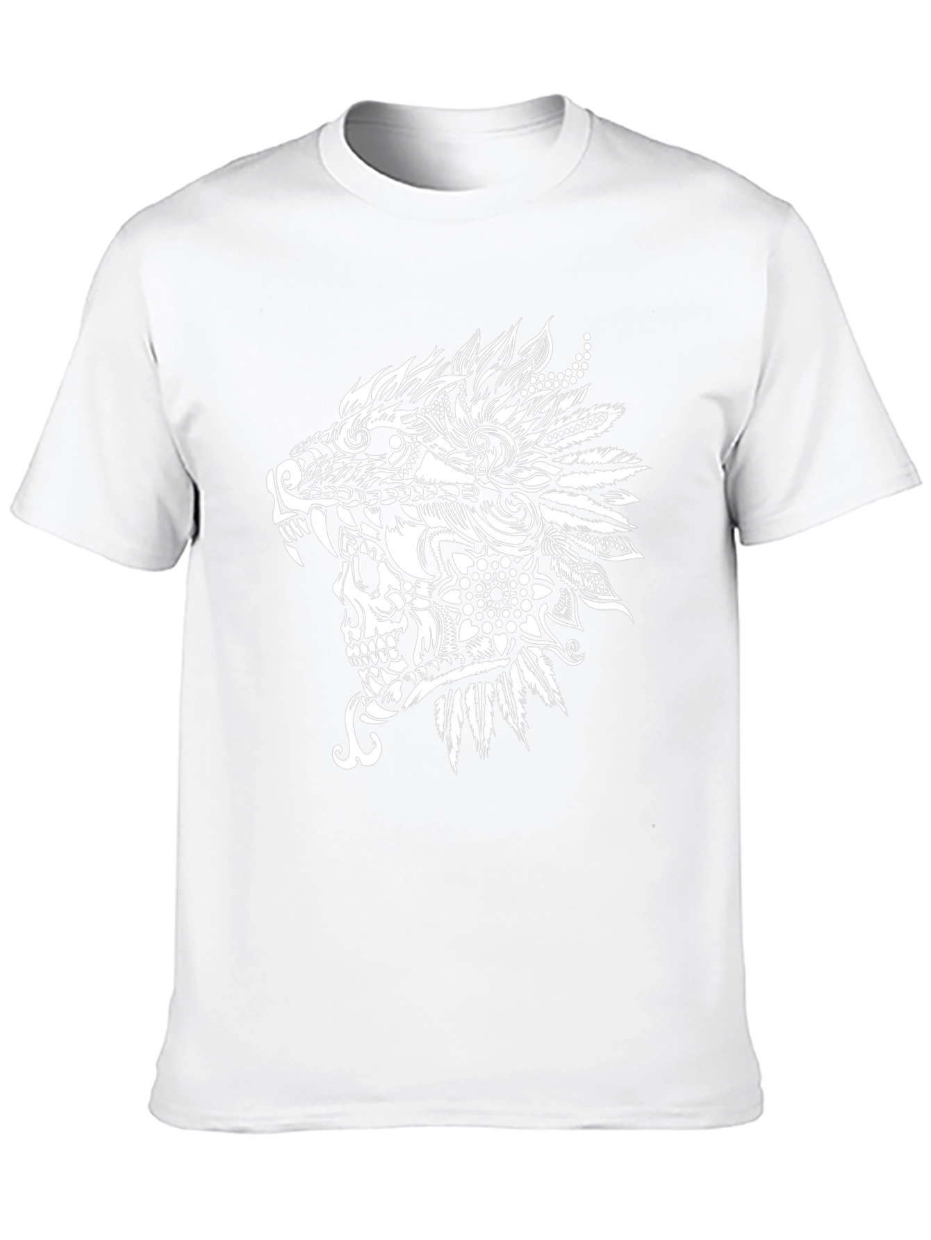 Wolf Skull Tribal Art Black T-Shirt