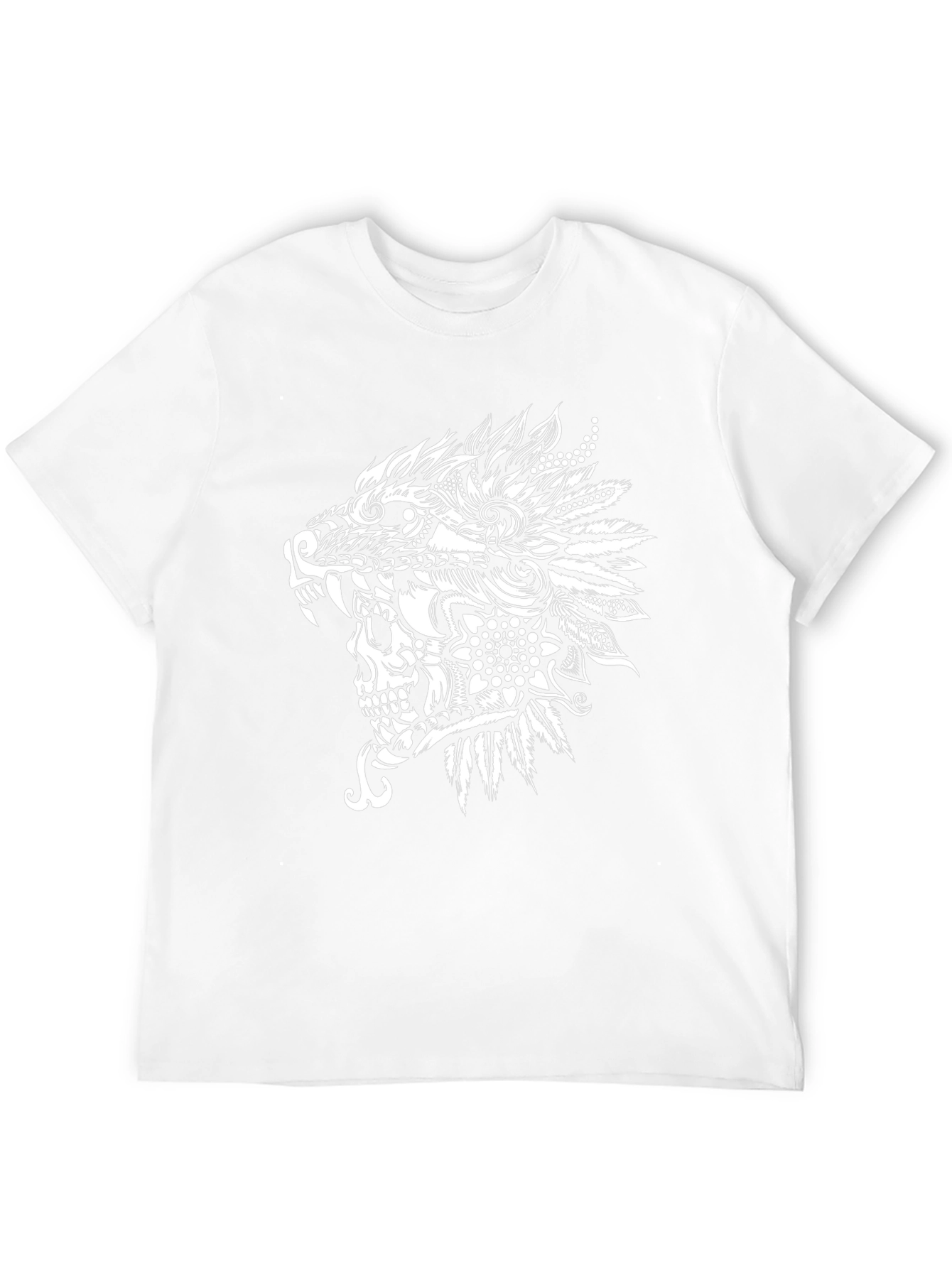 Wolf Skull Tribal Art Black T-Shirt