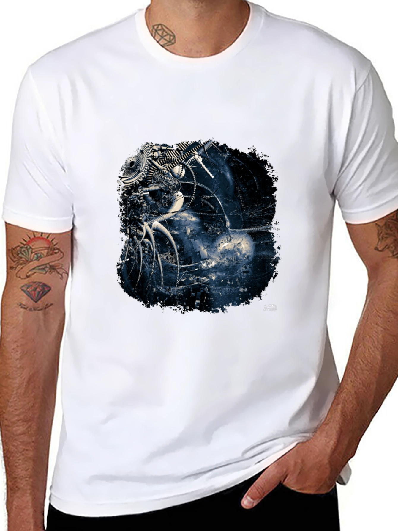 Abstract Machine Design Black T-Shirt
