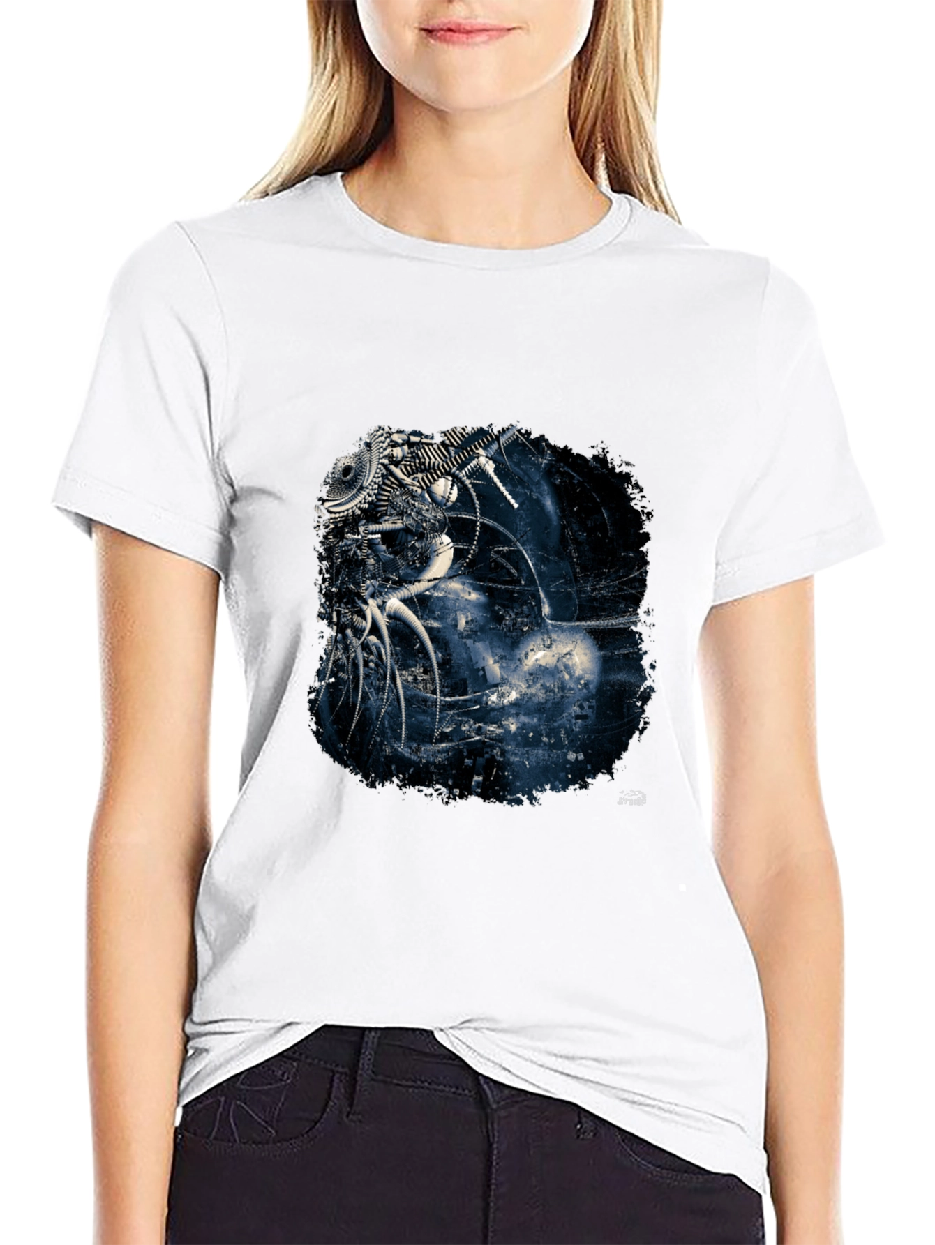 Abstract Machine Design Black T-Shirt