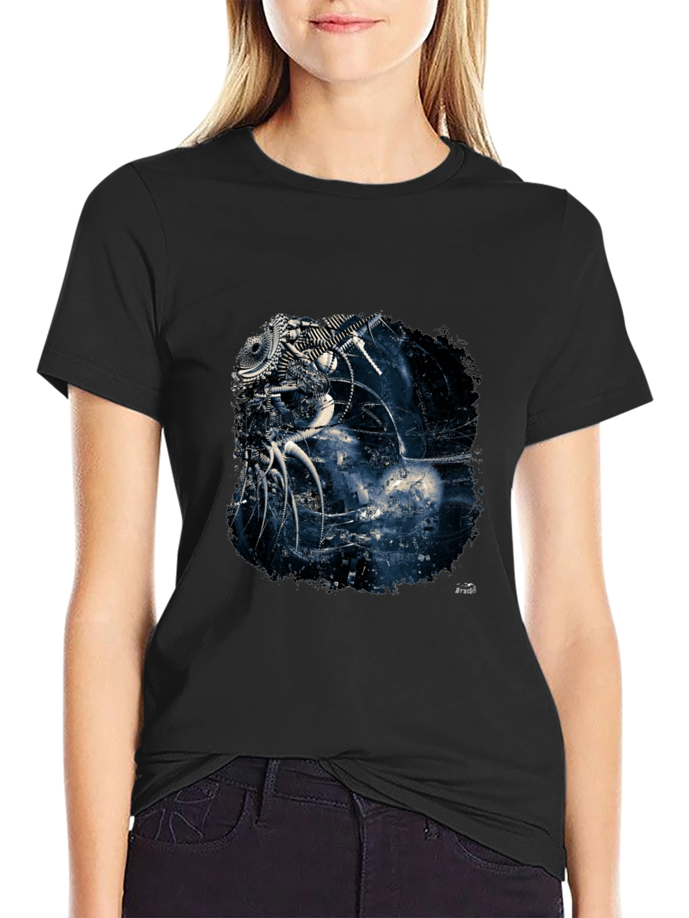 Abstract Machine Design Black T-Shirt