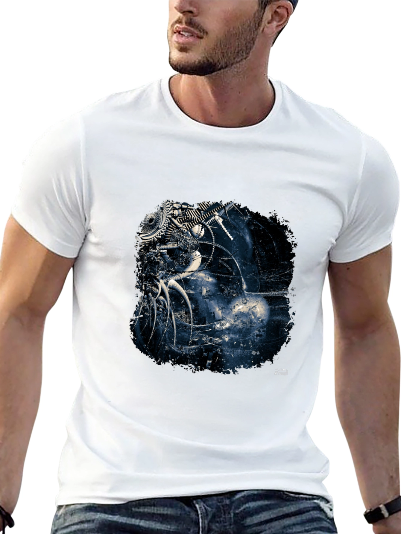 Abstract Machine Design Black T-Shirt